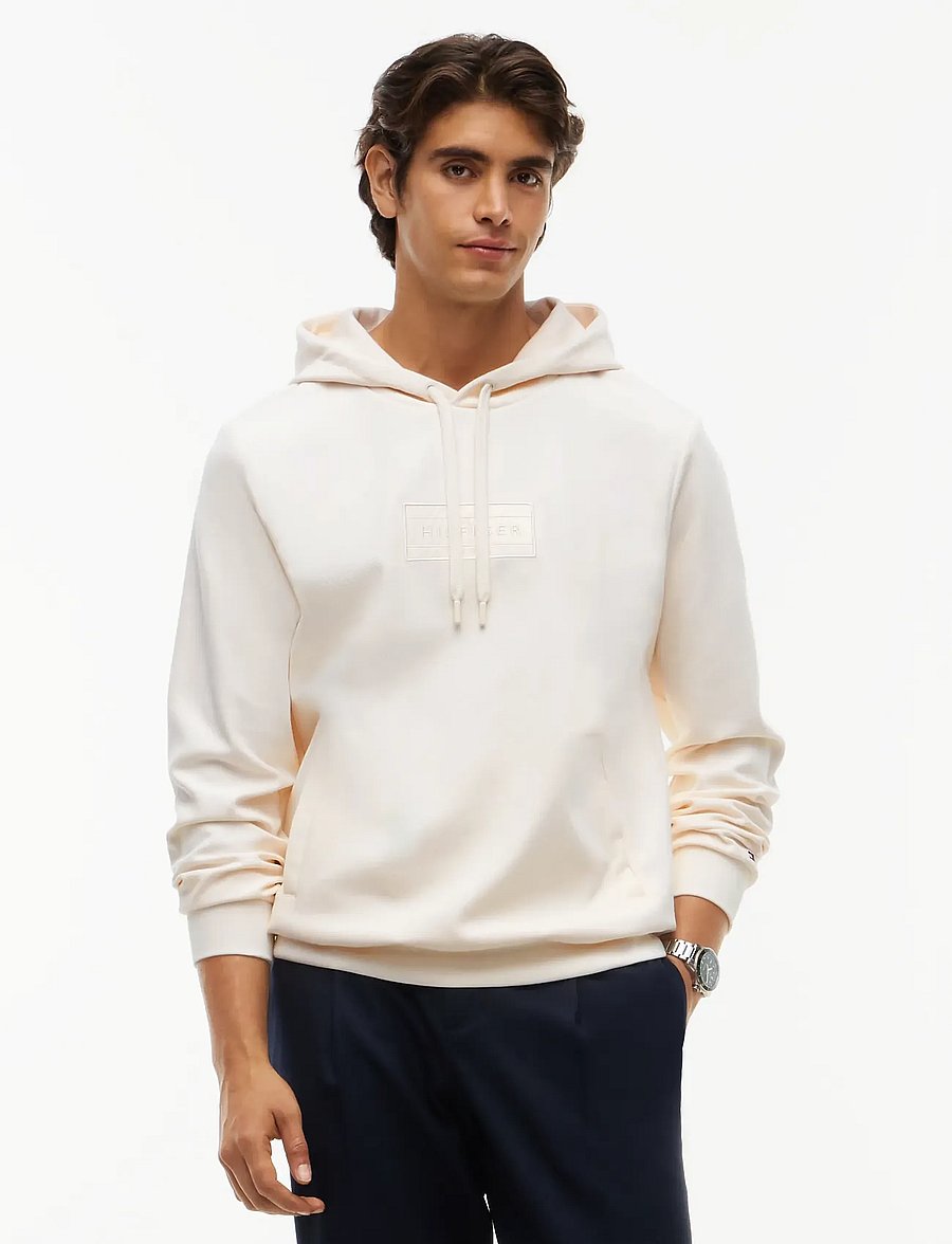 Tommy Hilfiger - MIX MEDIA TWILL REG HOODIE - hoodies - ivory petal - 0
