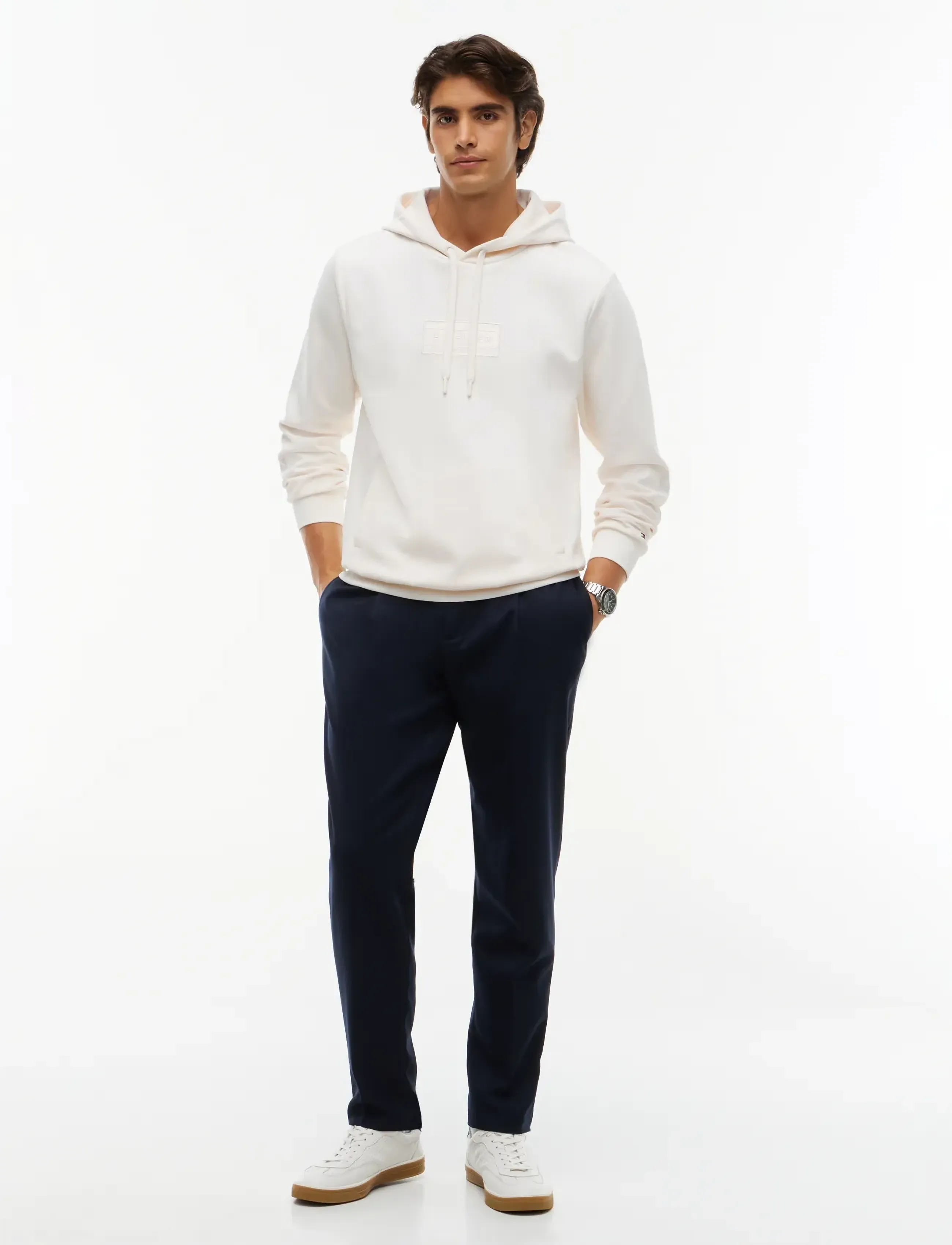 Tommy Hilfiger - MIX MEDIA TWILL REG HOODIE - hoodies - ivory petal - 4