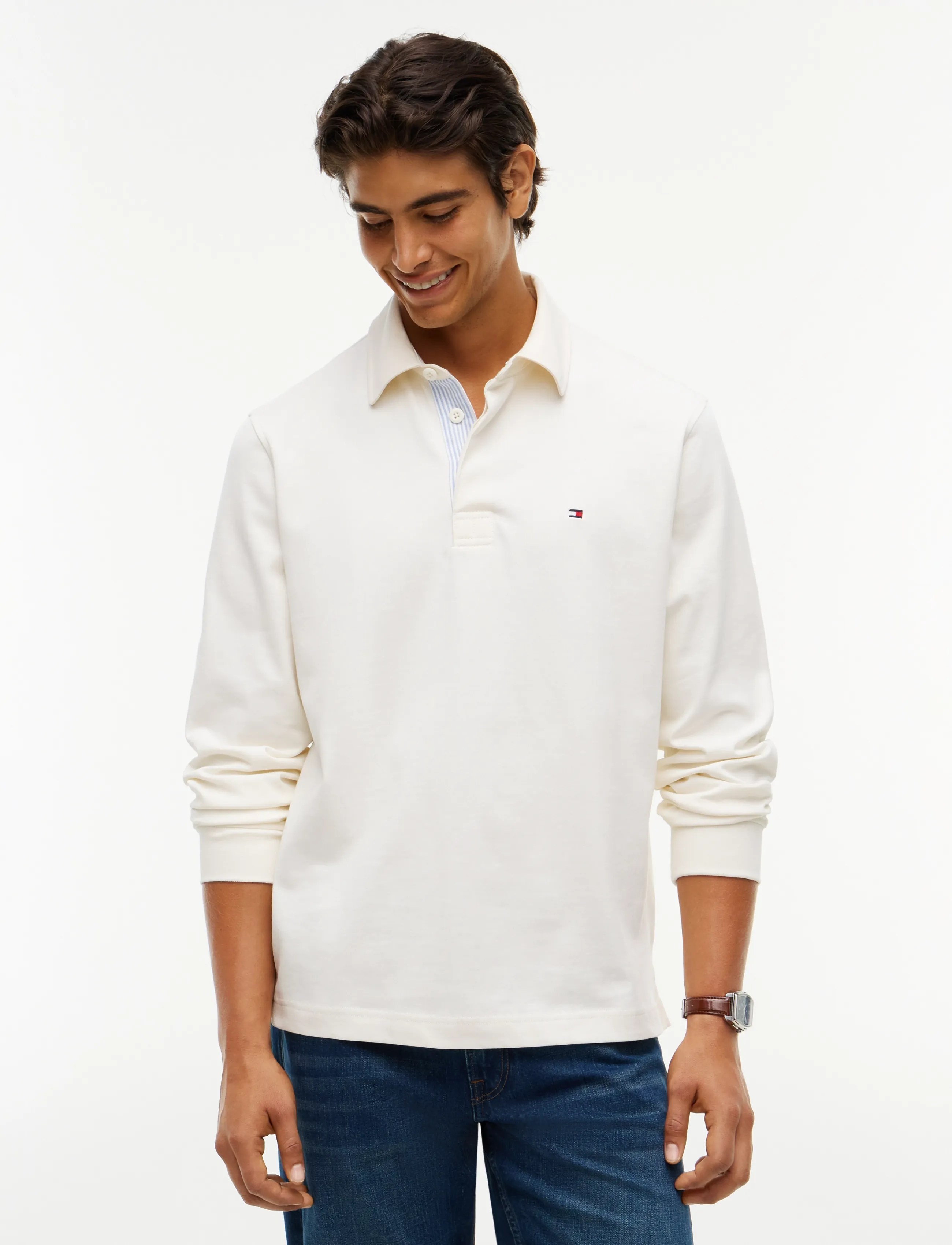 Tommy Hilfiger Essential Solid Rugby, Rugby Sweatshirt, Cream, Str: XL