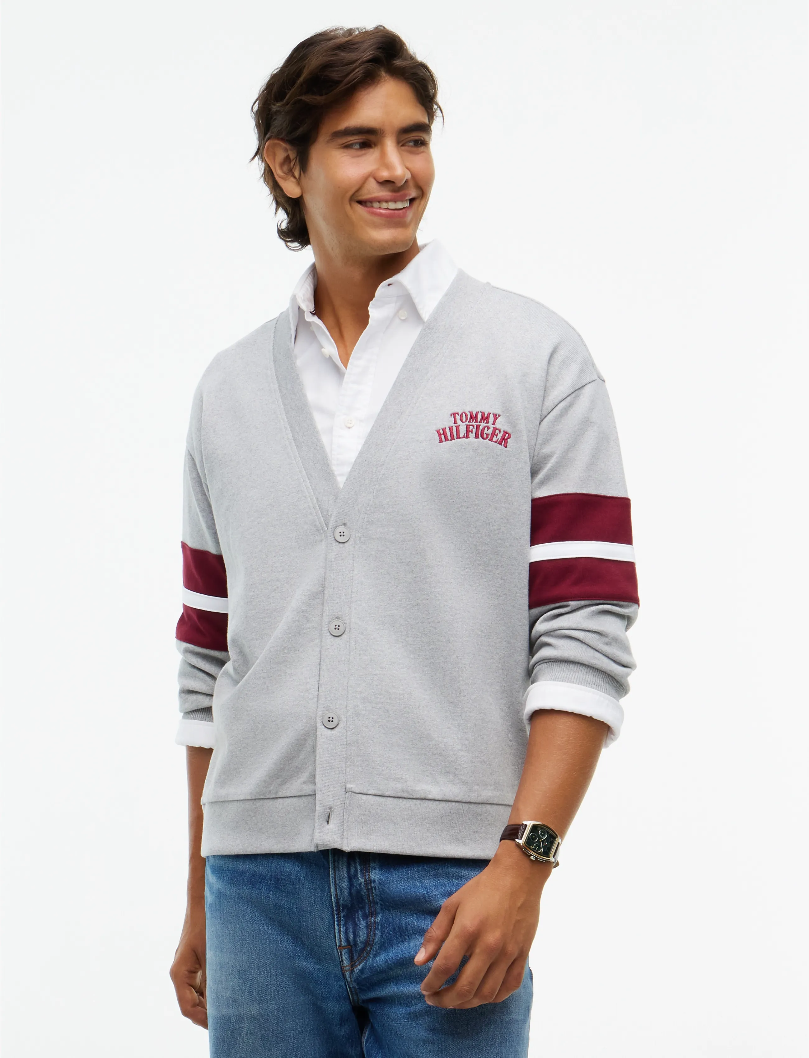 Tommy Hilfiger VARSITY CARDIGAN - Kleidung - LIGHT GREY HEATHER / grey