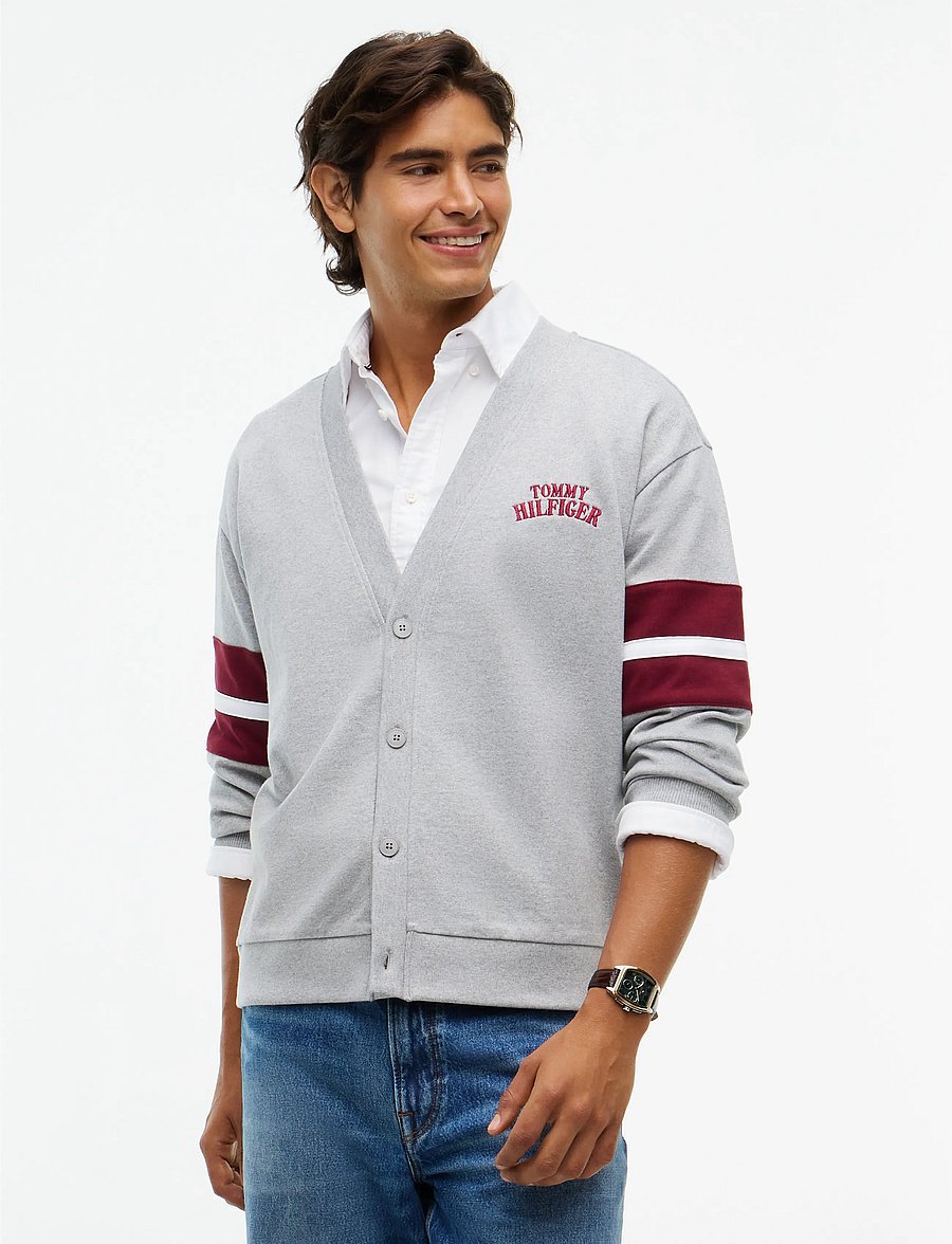 Tommy Hilfiger - VARSITY CARDIGAN - koftor - light grey heather - 0