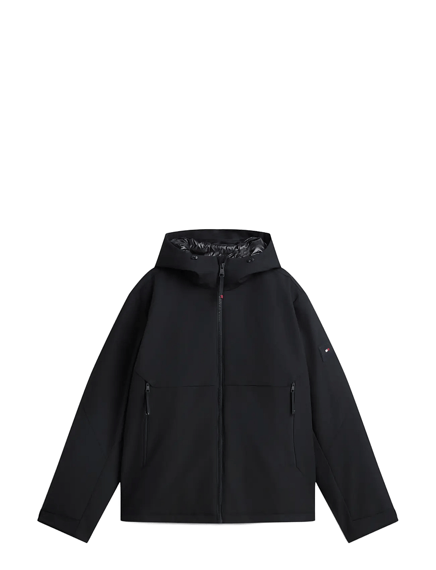 Tommy Hilfiger - TECH HOODED PADDED JACKET - padded jackets - black - 1