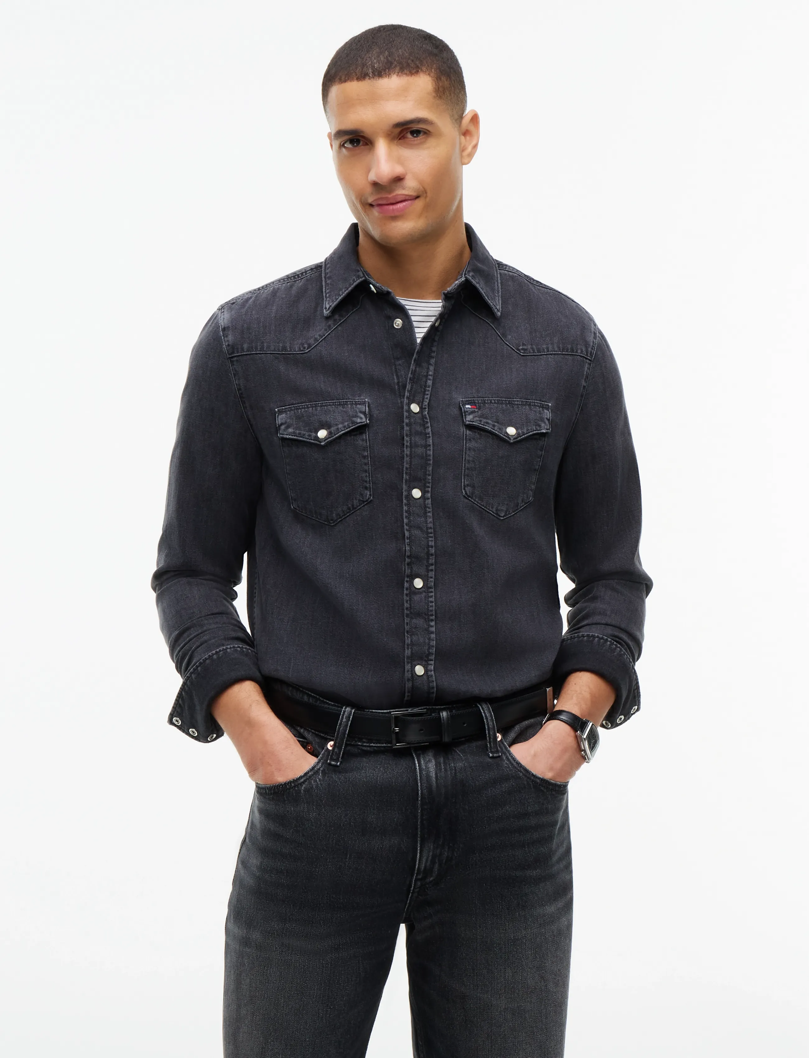 Tommy Hilfiger WESTERN DENIM SHIRT MICK DK GREY - Designers - MICK DARK GREY / grey