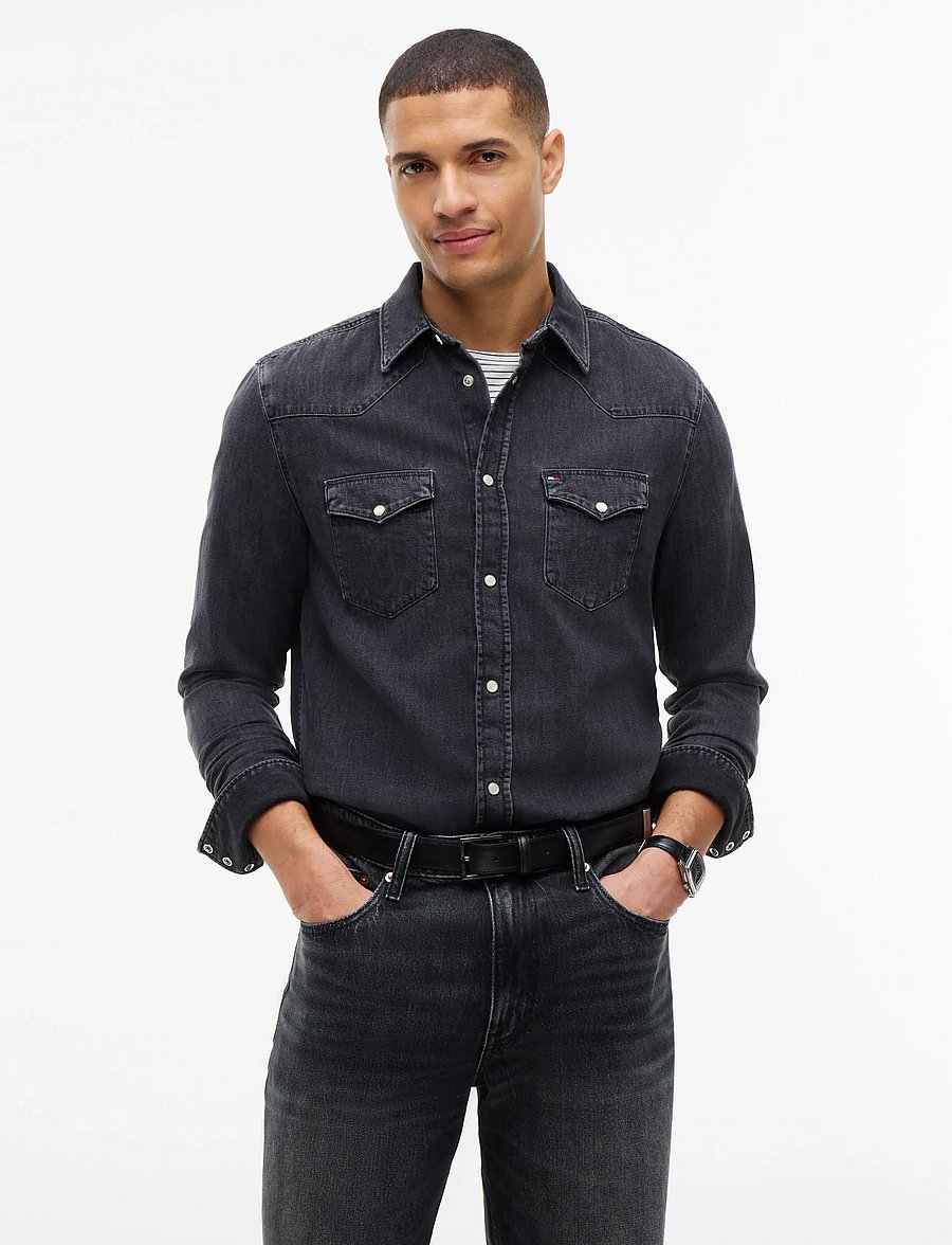 Tommy Hilfiger - WESTERN DENIM SHIRT MICK DK GREY - denimskjorter - mick dark grey - 0