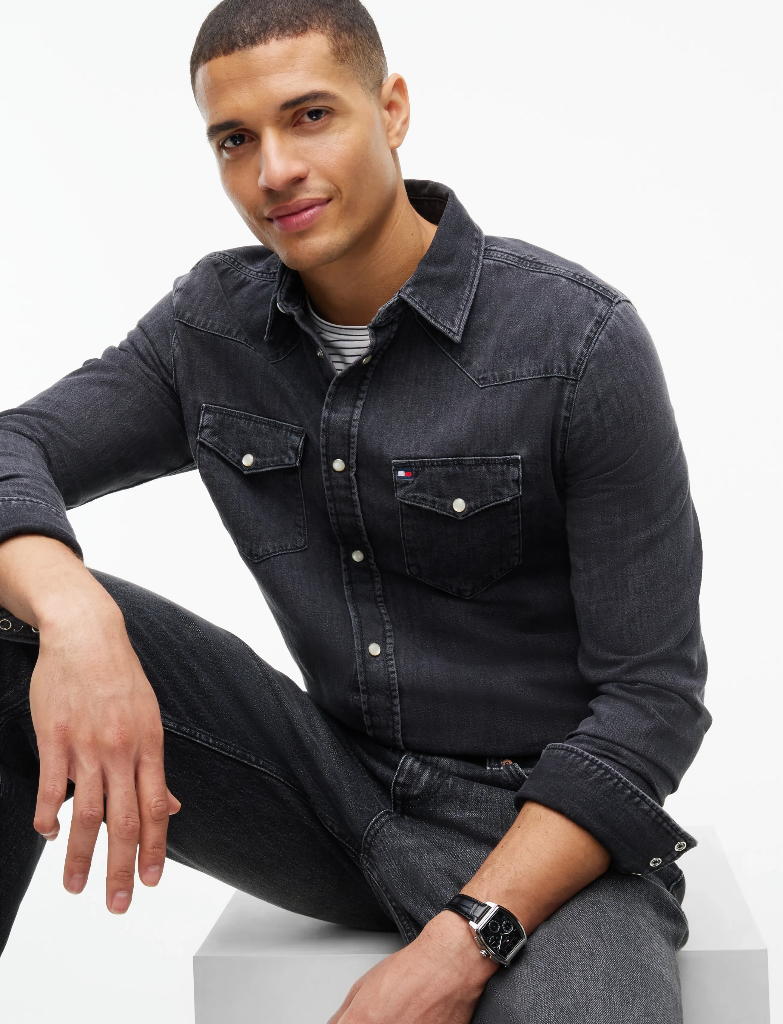 Tommy Hilfiger - WESTERN DENIM SHIRT MICK DK GREY - denimskjorter - mick dark grey - 3