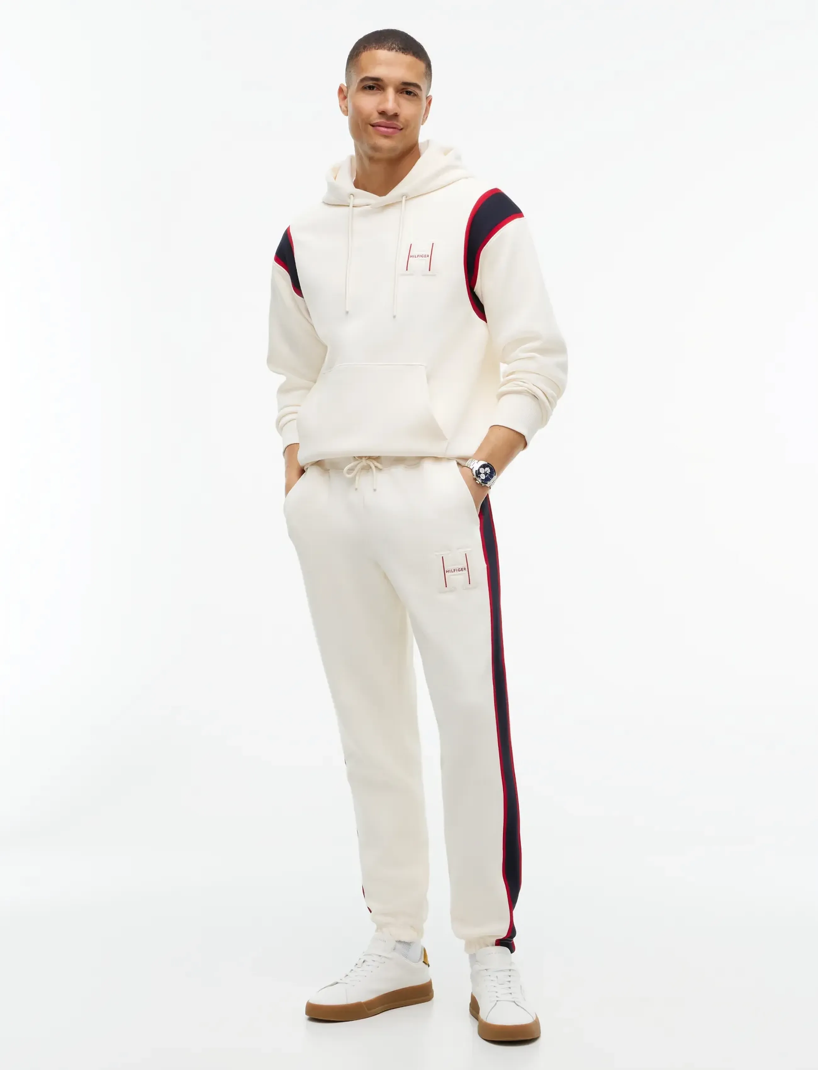 Tommy Hilfiger - RWB PIQUE H BAGDE REG PANT - ivory petal - 3