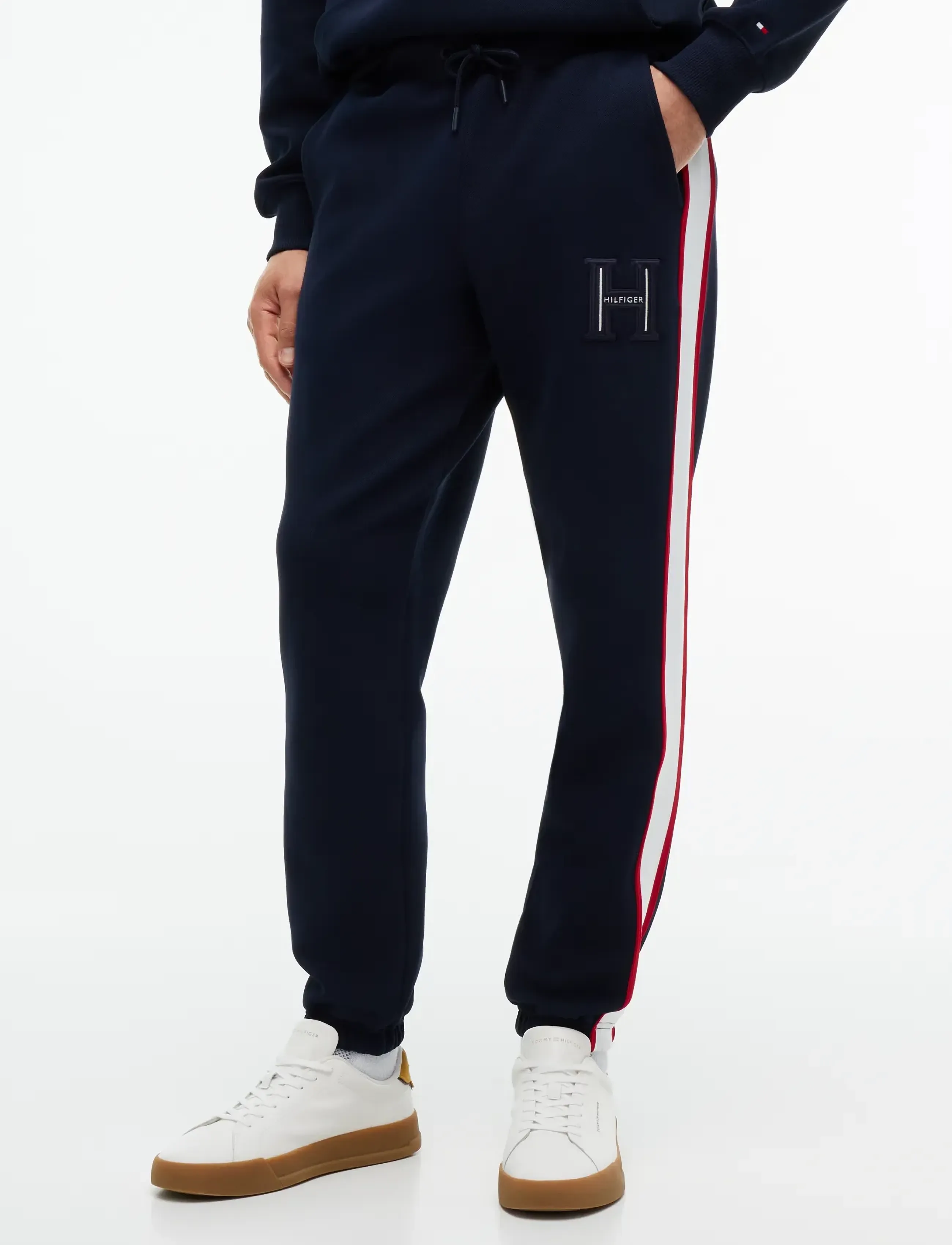 Tommy Hilfiger - RWB PIQUE H BAGDE REG PANT - navy blue - 0