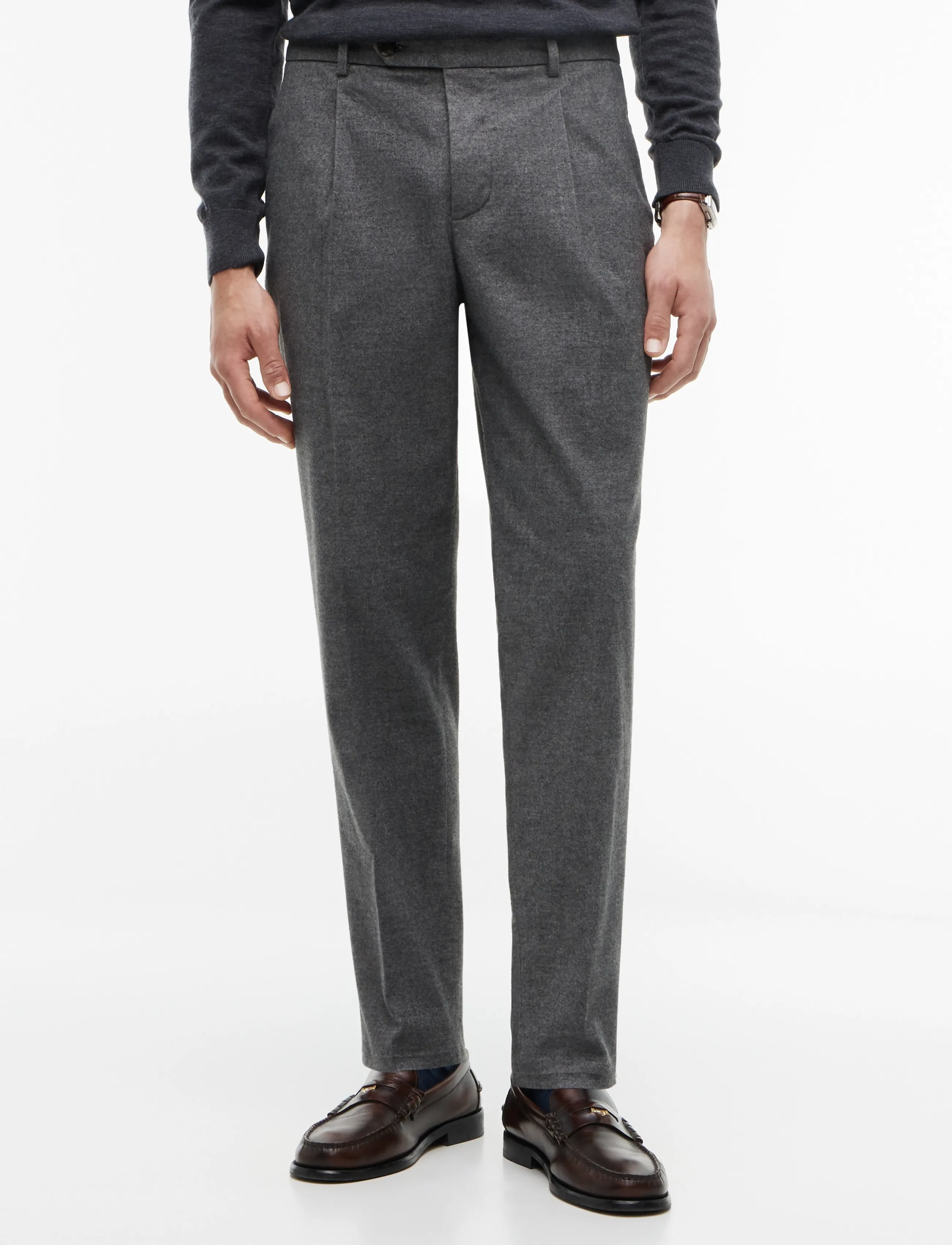 Tommy Hilfiger NY SOLID BRUSHED DRESS PANTS - Habitbukser - DARK GREY HEATHER / grey