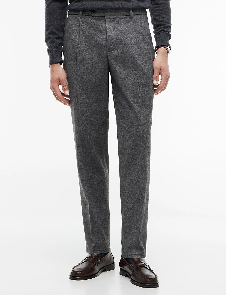 Tommy Hilfiger - NY SOLID BRUSHED DRESS PANTS - habitbukser - dark grey heather - 0