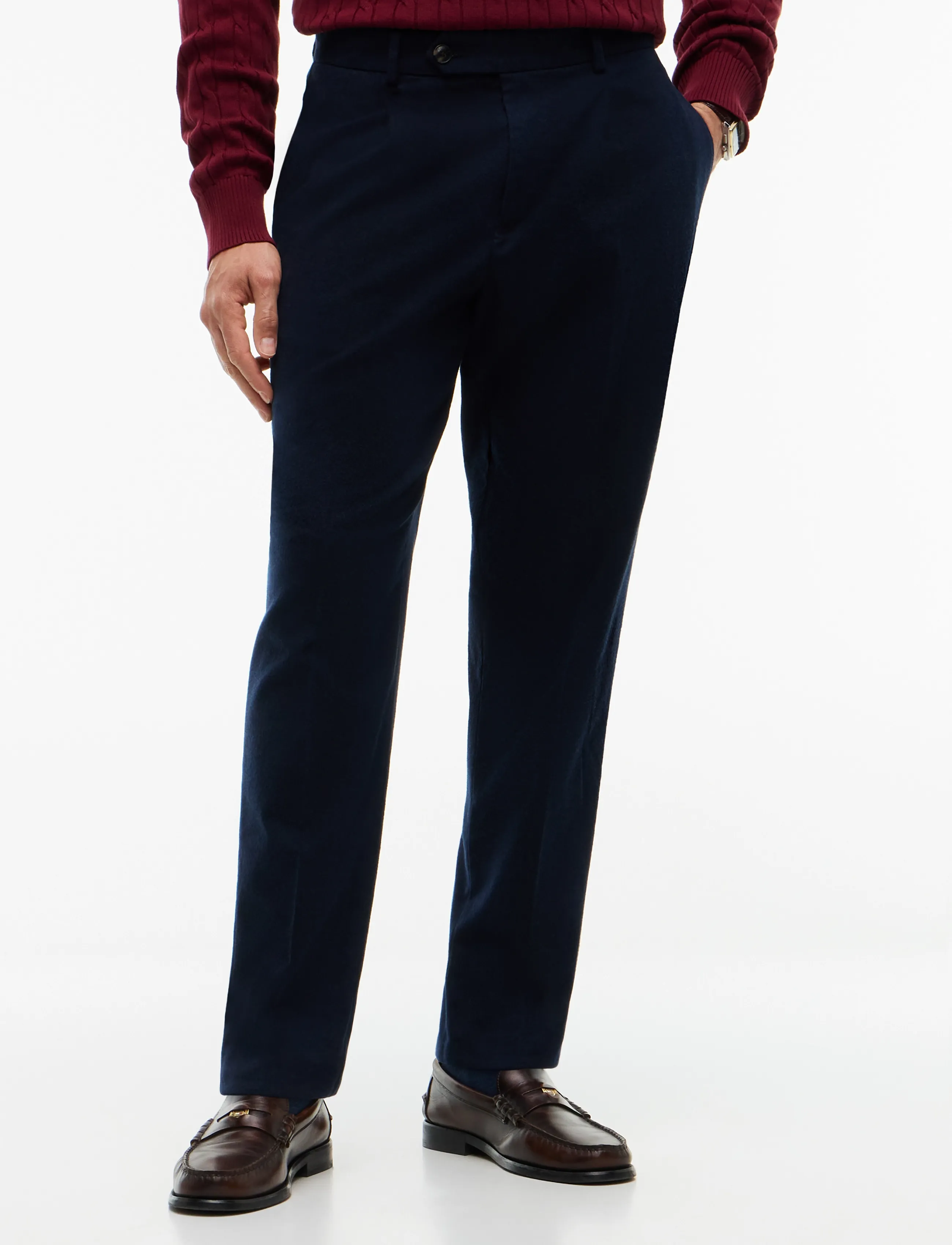 Tommy Hilfiger Ny Solid Brushed Dress Pants, 36 x 32, Navy, Bukser > Formelle Bukser, Herre