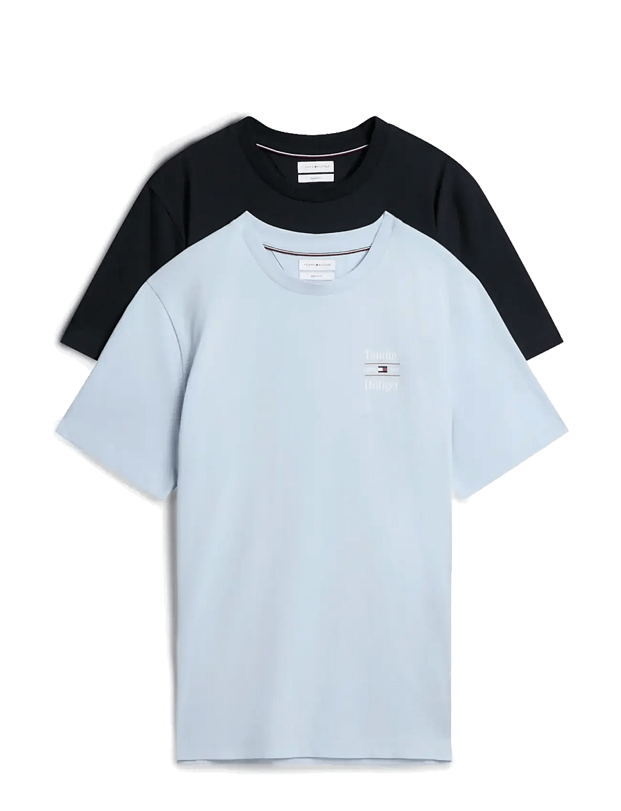 Tommy Hilfiger - 2 PACK CHEST GRAPHIC REG TEES - t-särkide multipakk - navy sky blue - 1