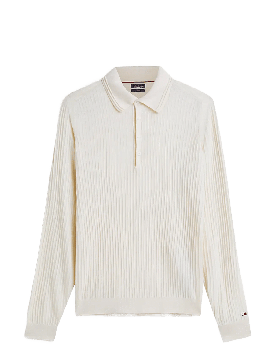 Tommy Hilfiger - NY PERFORMANCE LS POLO - langärmelige strick-polohemden - ivory petal - 1