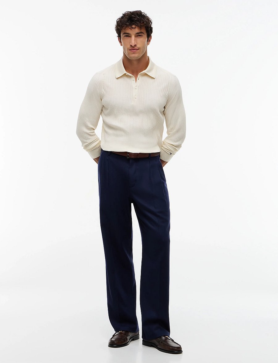 Tommy Hilfiger - NY PERFORMANCE LS POLO - langärmelige strick-polohemden - ivory petal - 4