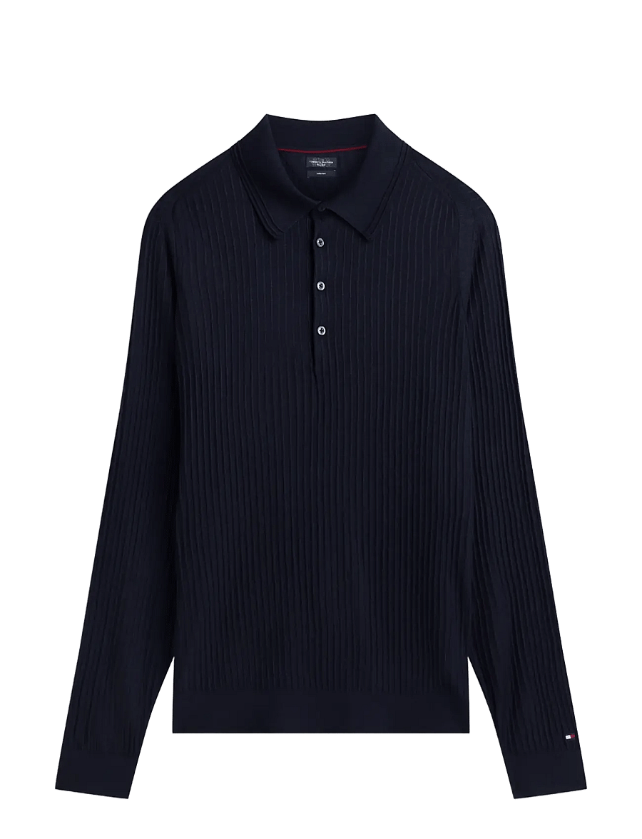 Tommy Hilfiger - NY PERFORMANCE LS POLO - långärmade stickade pikétröjor - navy blue - 0