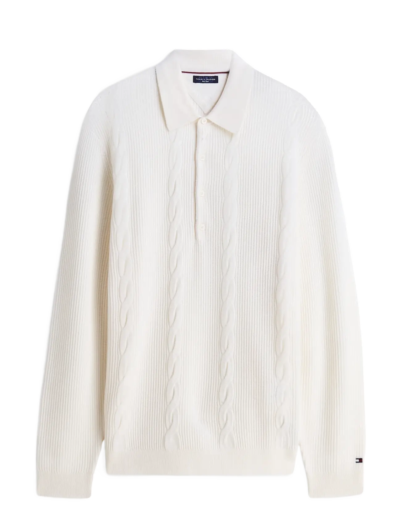 Tommy Hilfiger NY WOOL CABLE L/S POLO - Kleidung - IVORY PETAL / cream