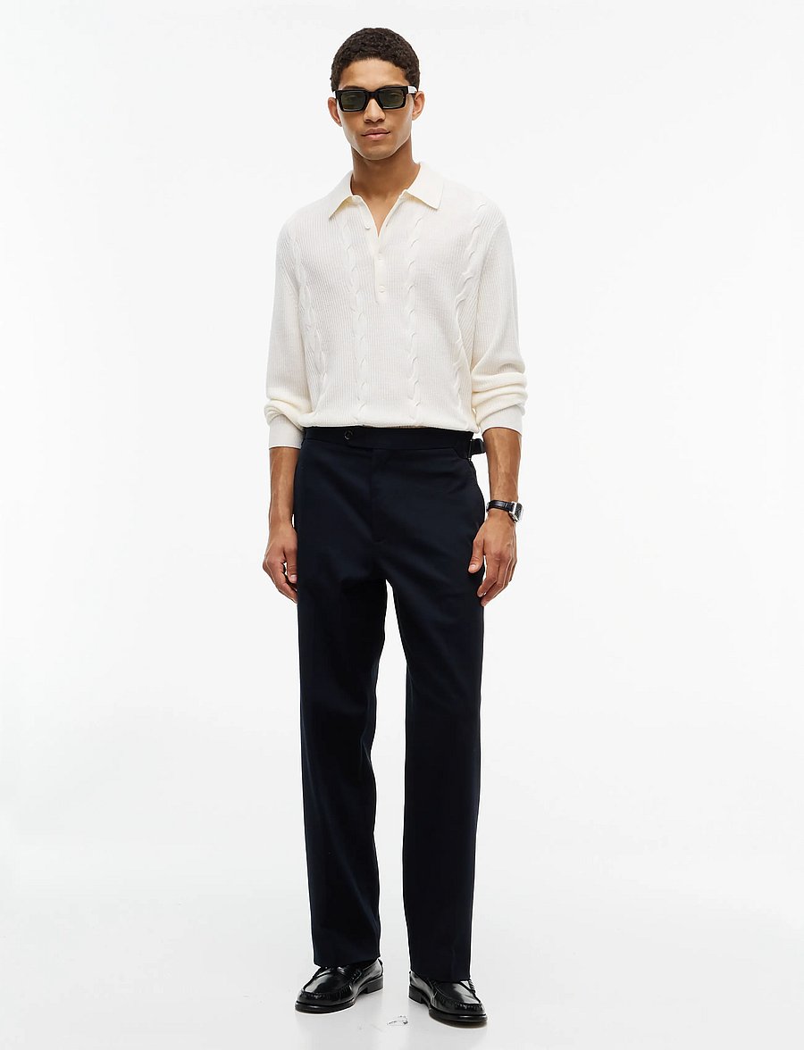 Tommy Hilfiger - NY WOOL CABLE L/S POLO - langärmelige strick-polohemden - ivory petal - 4