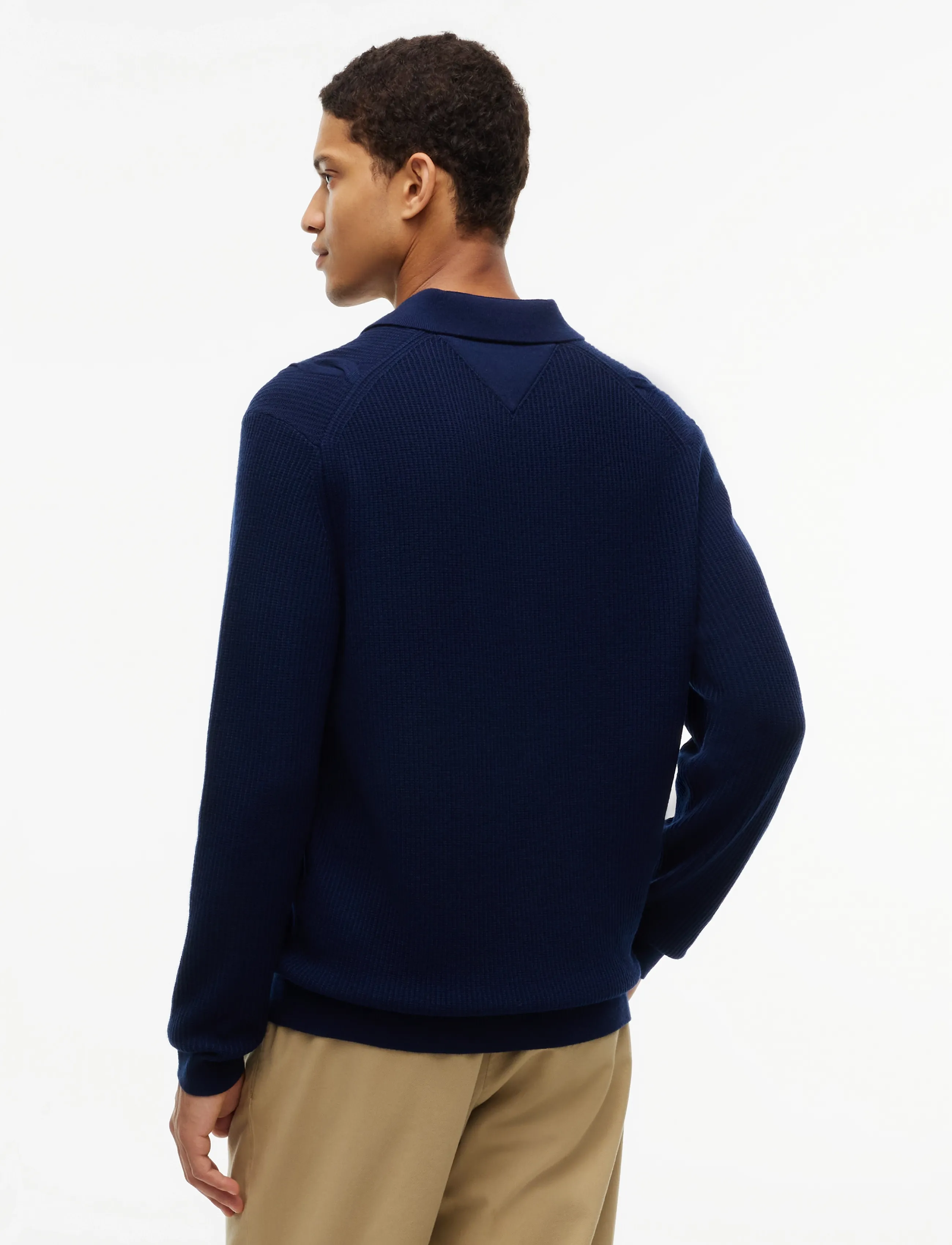Tommy Hilfiger - NY WOOL CABLE L/S POLO - långärmade stickade pikétröjor - navy blue - 2