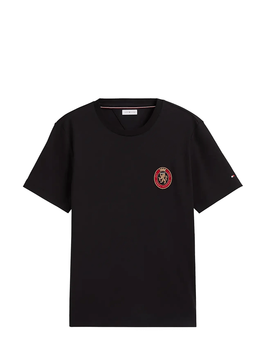 Tommy Hilfiger - LIGHT INTERLOCK POCKET CREST TEE - lühikeste varrukatega t-särgid - black - 1