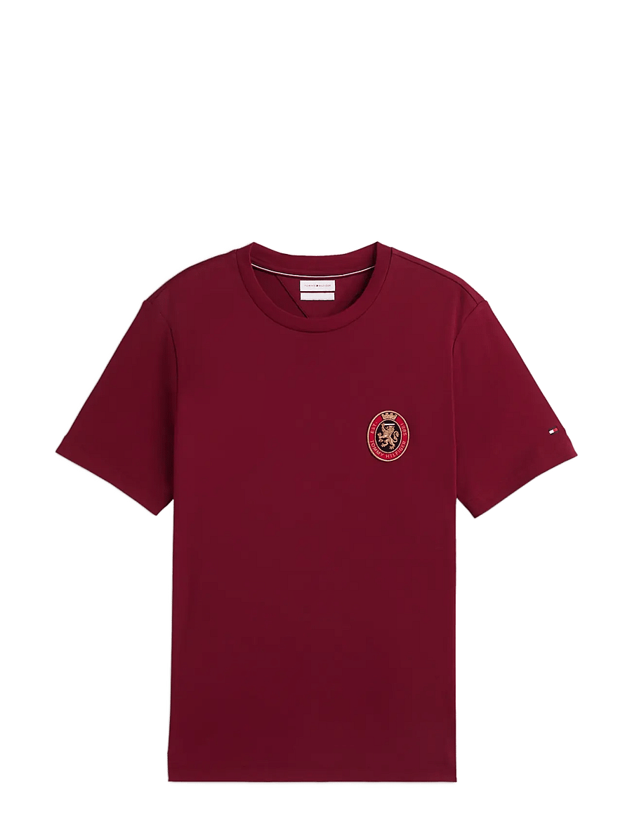 Tommy Hilfiger - LIGHT INTERLOCK POCKET CREST TEE - burgundy - 1