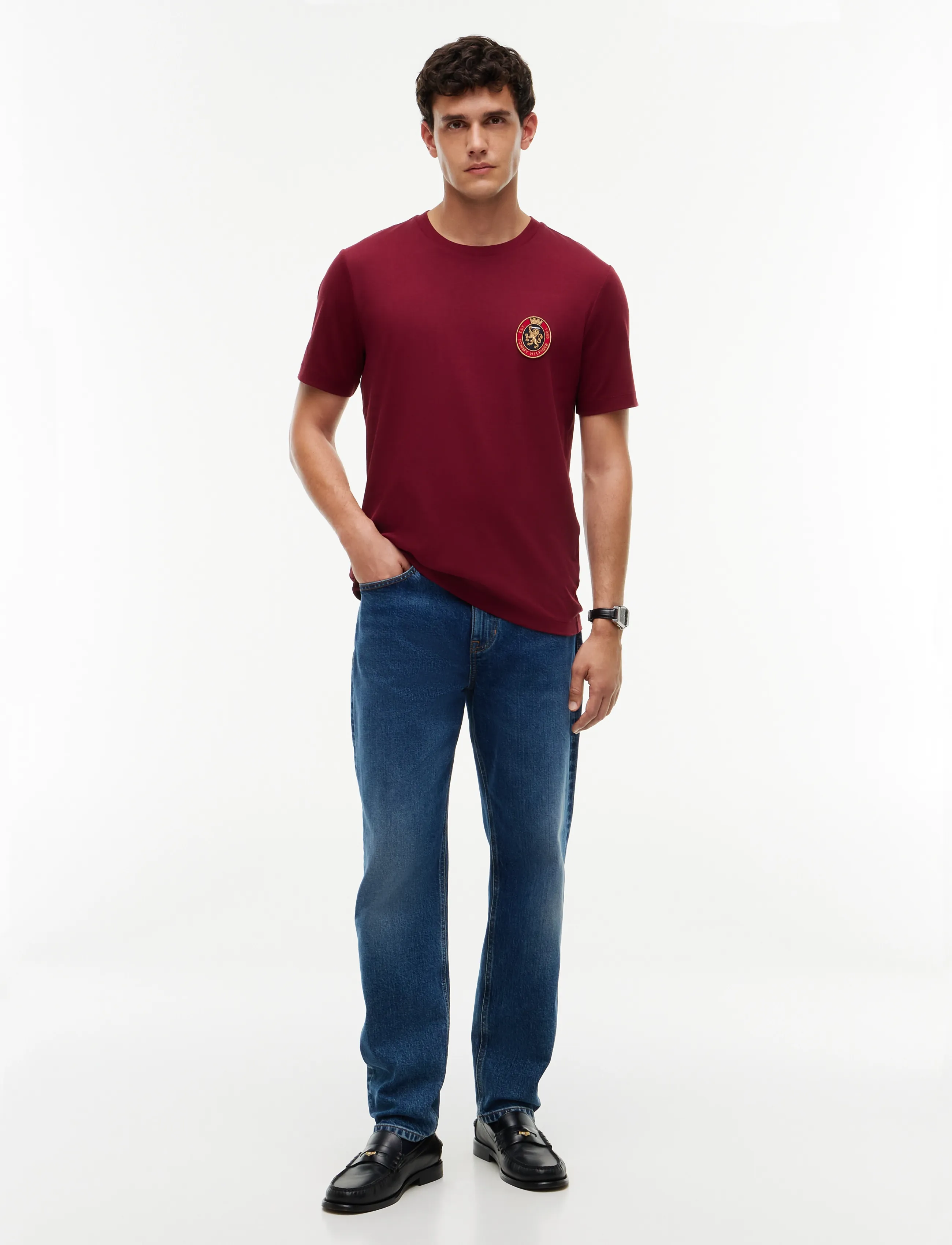 Tommy Hilfiger - LIGHT INTERLOCK POCKET CREST TEE - burgundy - 4