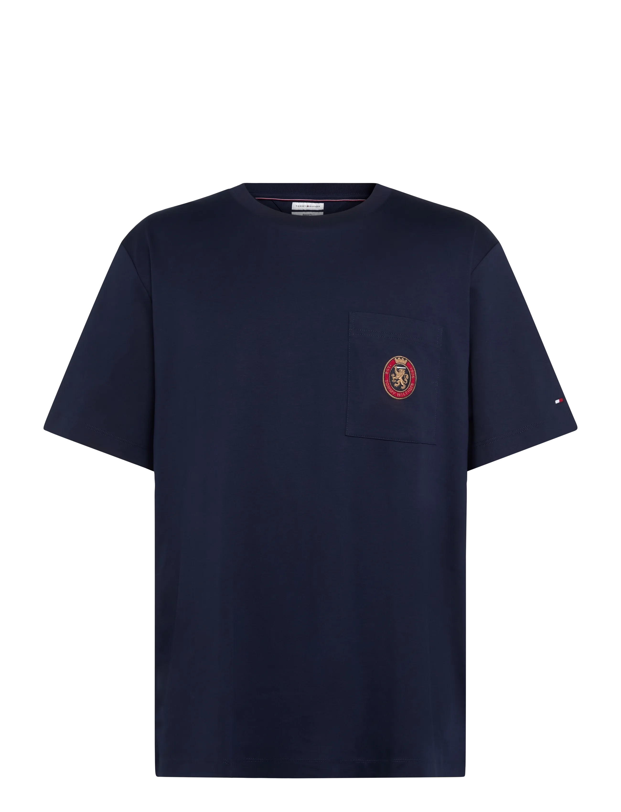 Tommy Hilfiger - LIGHT INTERLOCK POCKET CREST TEE - kurzärmelige t-shirts - carbon navy - 1