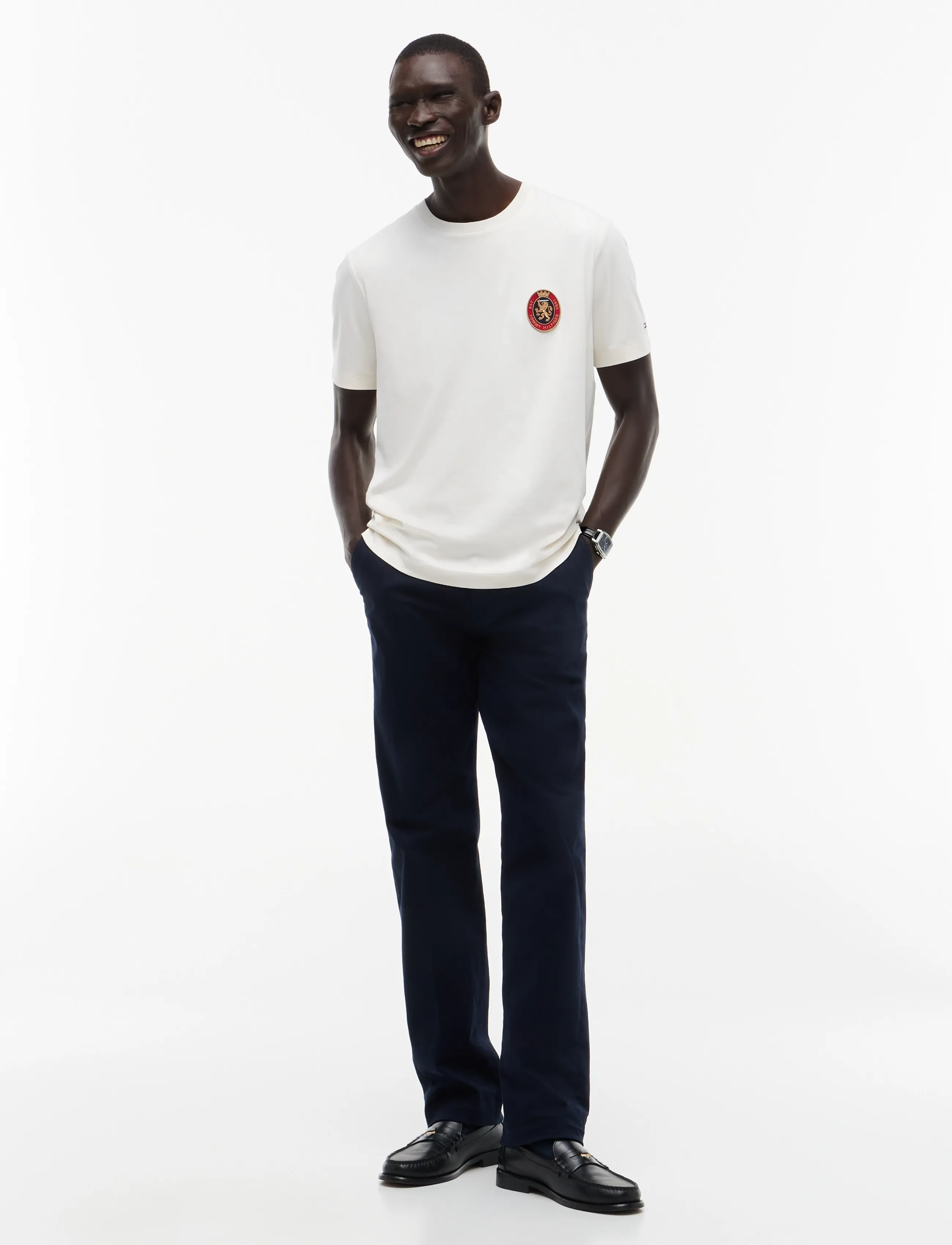 Tommy Hilfiger - LIGHT INTERLOCK POCKET CREST TEE - kurzärmelige t-shirts - ivory petal - 4