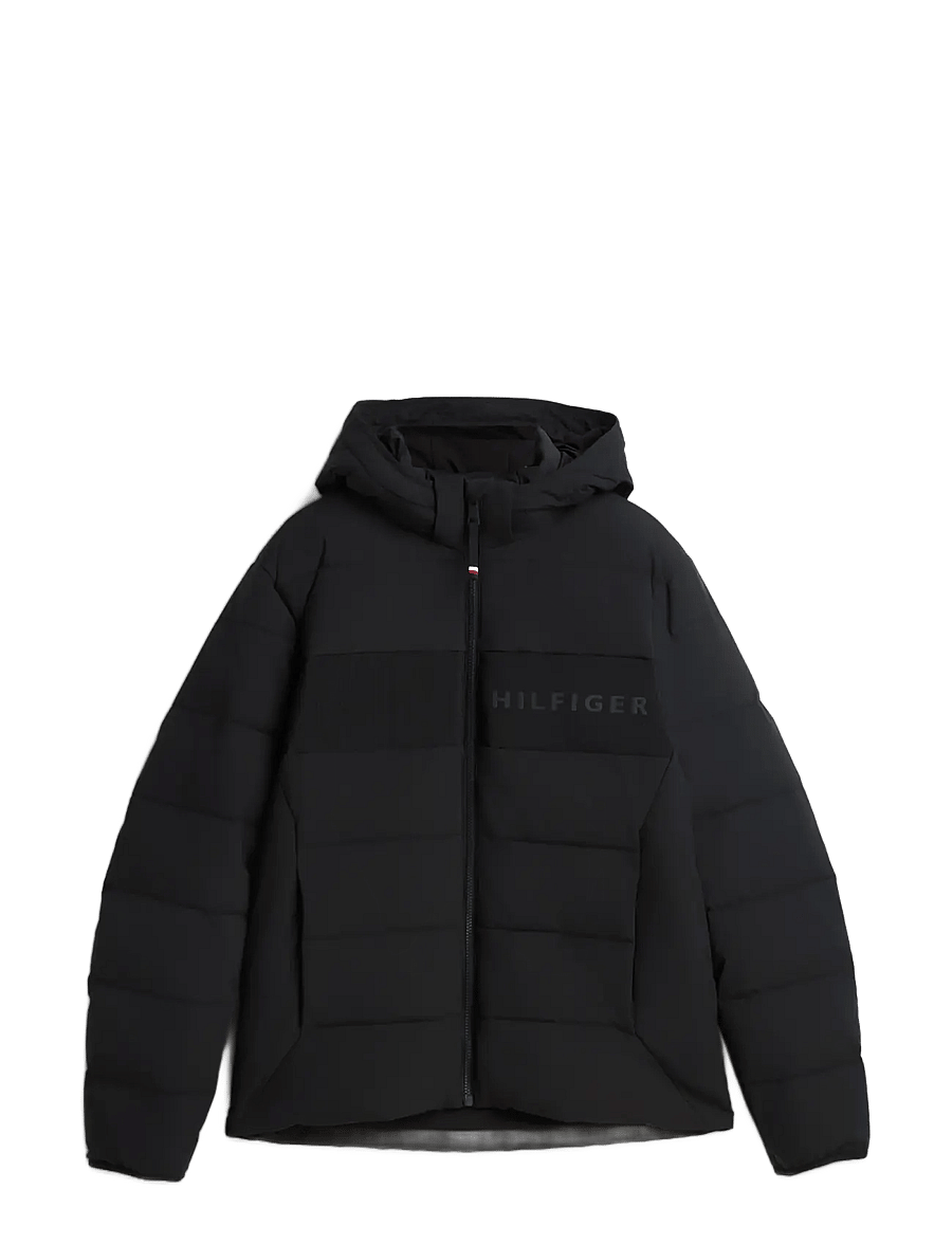 Tommy Hilfiger - DETACHABLE HOODED BRANDED PUFFER - gefütterte jacken - black - 1