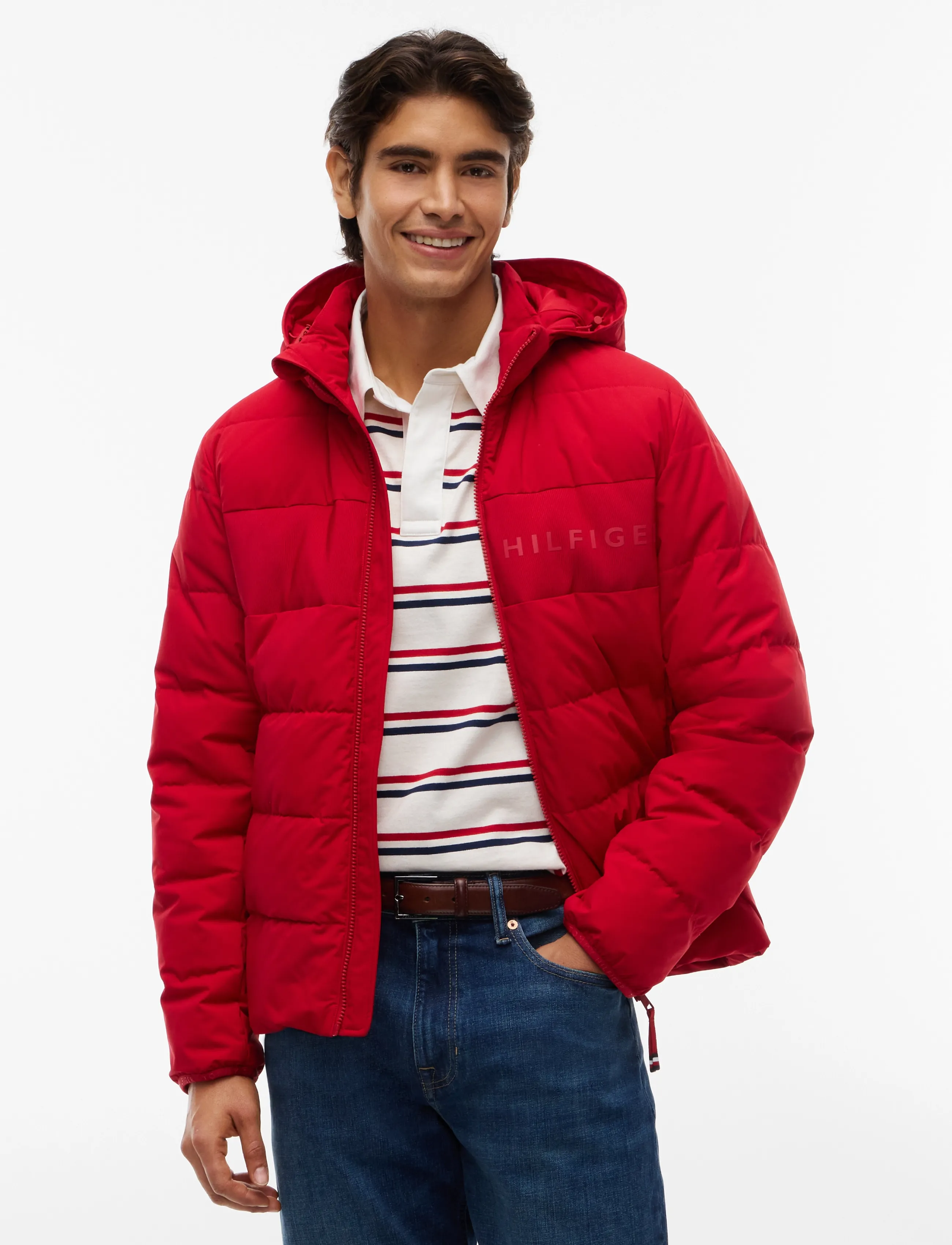 Tommy Hilfiger DETACHABLE HOODED BRANDED PUFFER - Jackor - MEDIUM RED / red