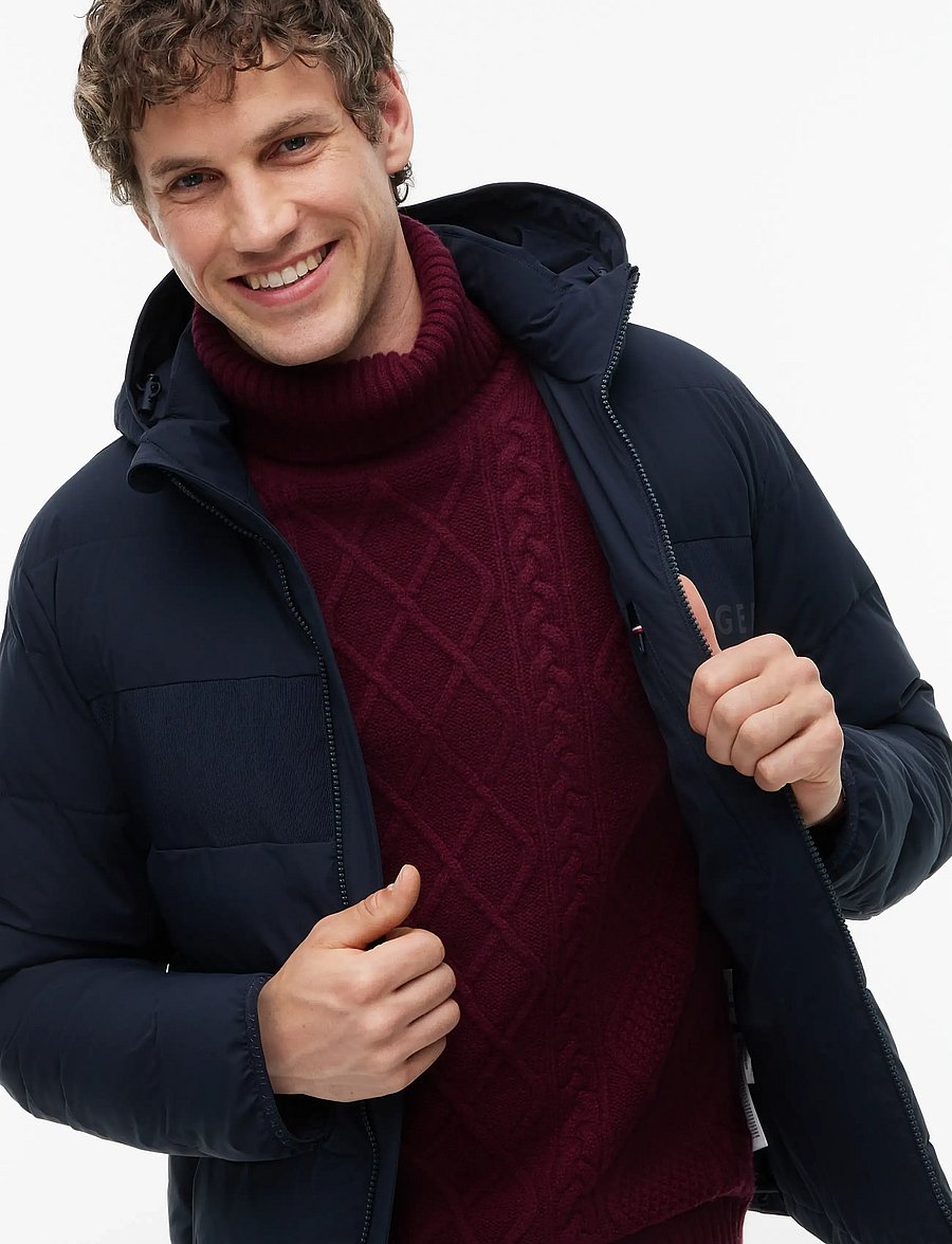Tommy Hilfiger - DETACHABLE HOODED BRANDED PUFFER - bólstraðir jakkar - navy blue - 3