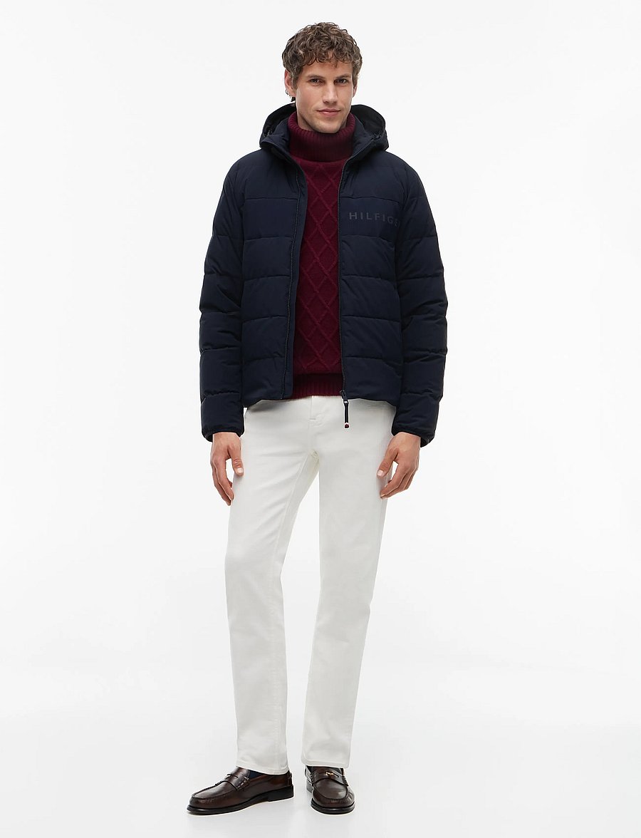 Tommy Hilfiger - DETACHABLE HOODED BRANDED PUFFER - bólstraðir jakkar - navy blue - 4