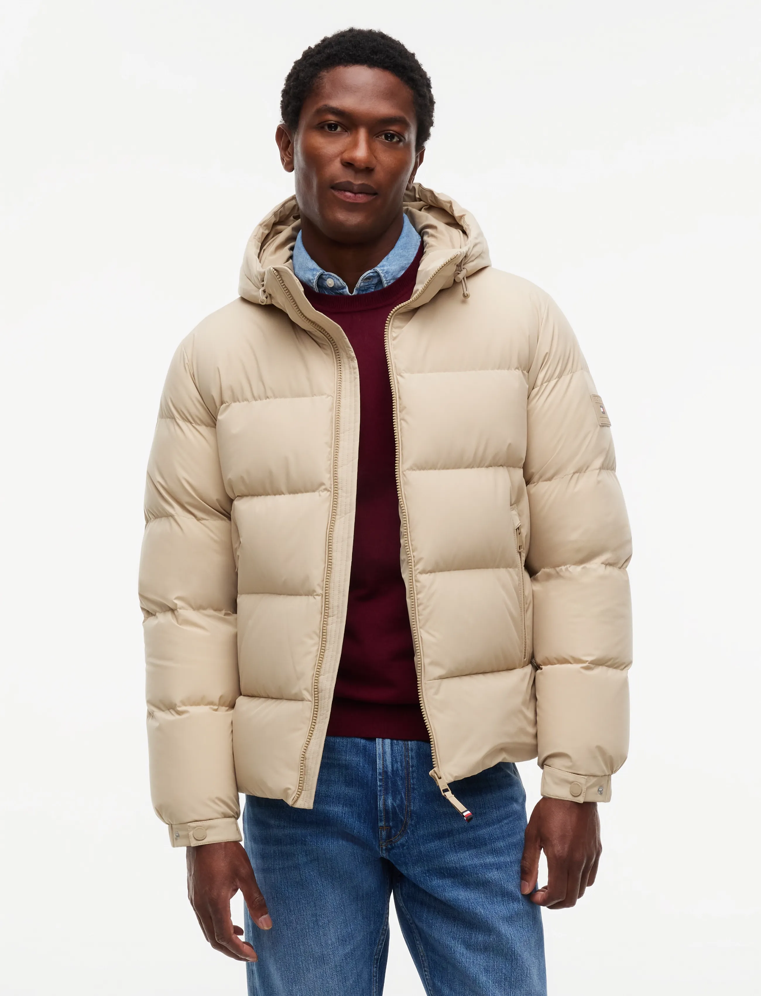 Tommy Hilfiger DOWN HOODED PUFFER JKT - Tommy Hilfiger - BATIQUE KHAKI / khaki/green