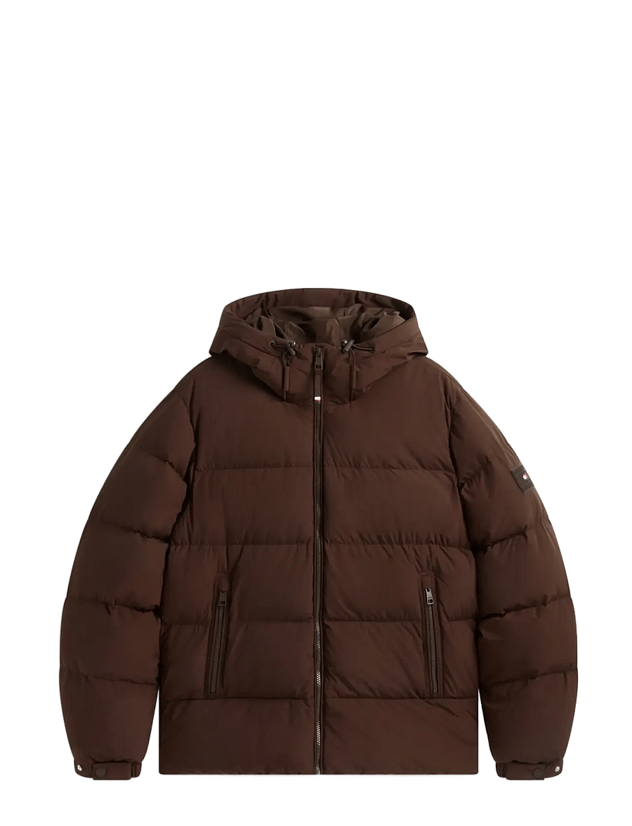 Tommy Hilfiger - DOWN HOODED PUFFER JKT - padded jackets - dark coffee - 1