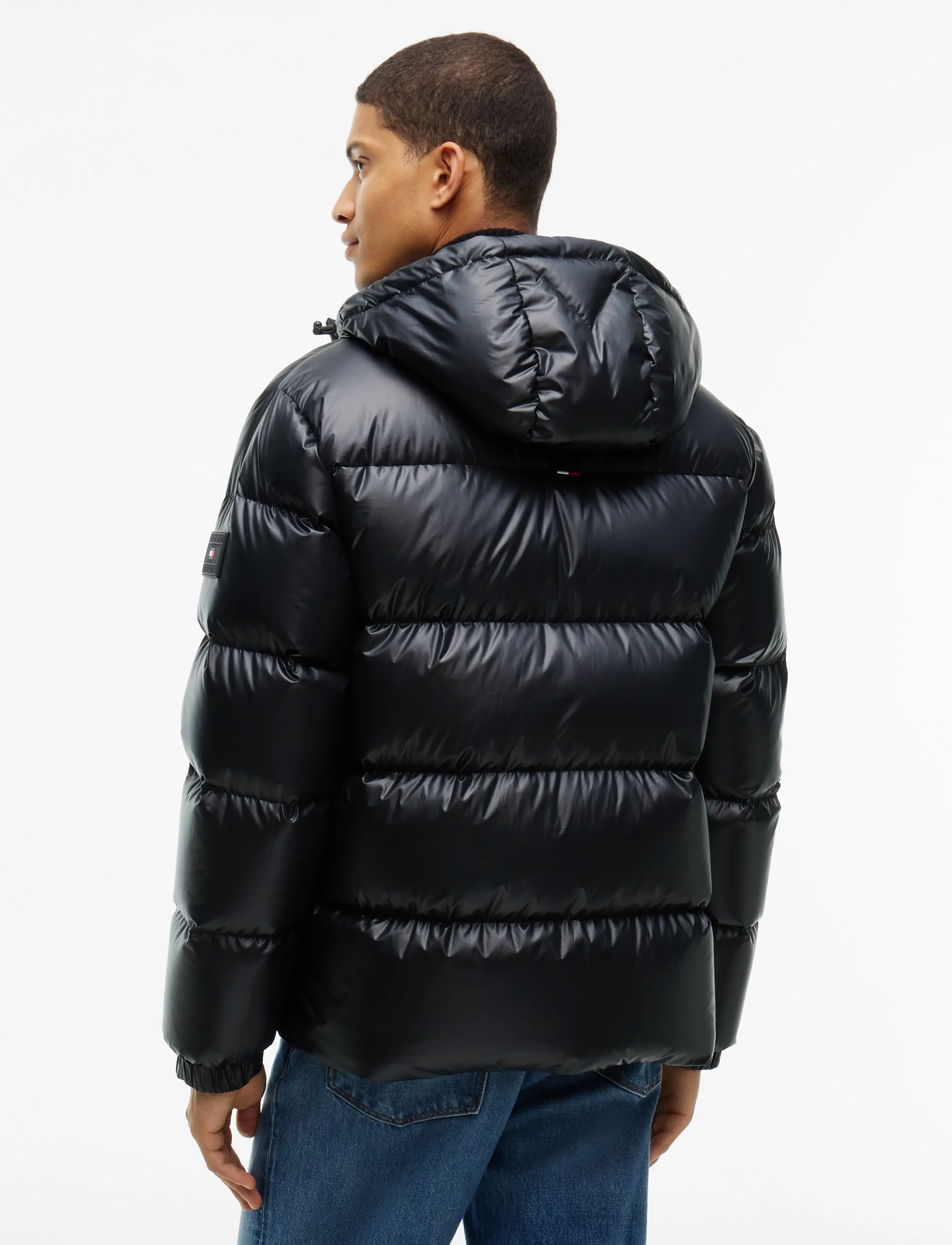 Tommy Hilfiger - SHINY DOWN HOODED PUFFER - padded jackets - black - 2