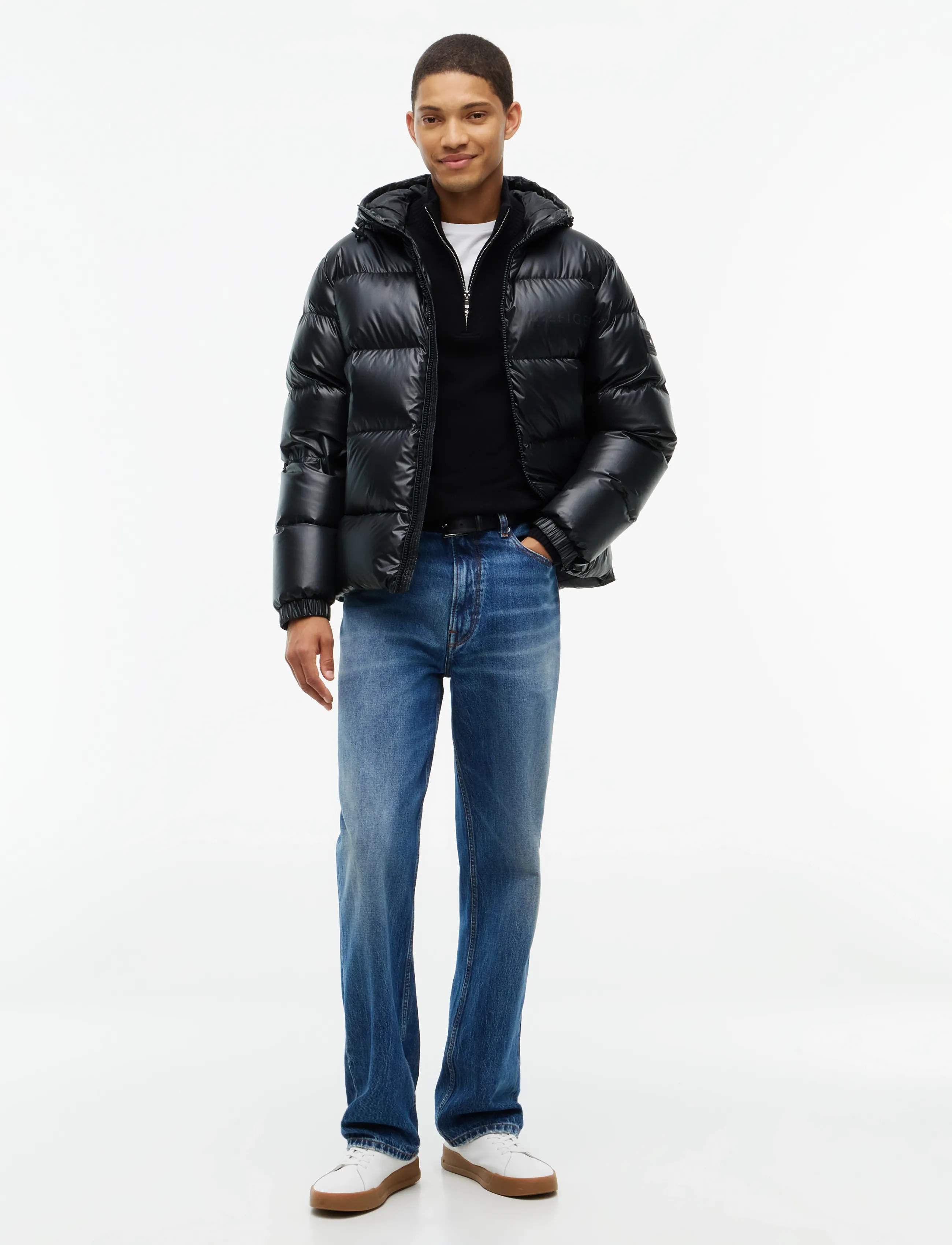 Tommy Hilfiger - SHINY DOWN HOODED PUFFER - padded jackets - black - 4