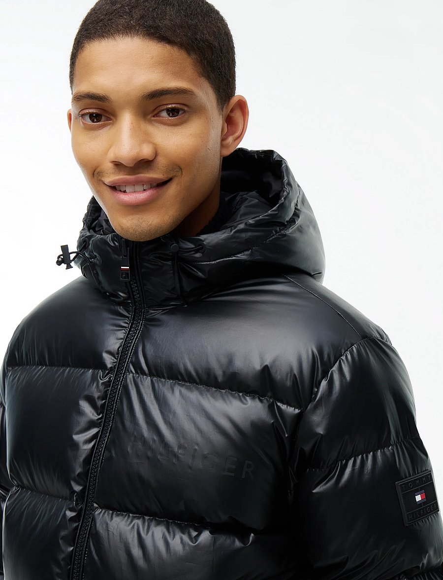 Tommy Hilfiger - SHINY DOWN HOODED PUFFER - padded jackets - black - 5