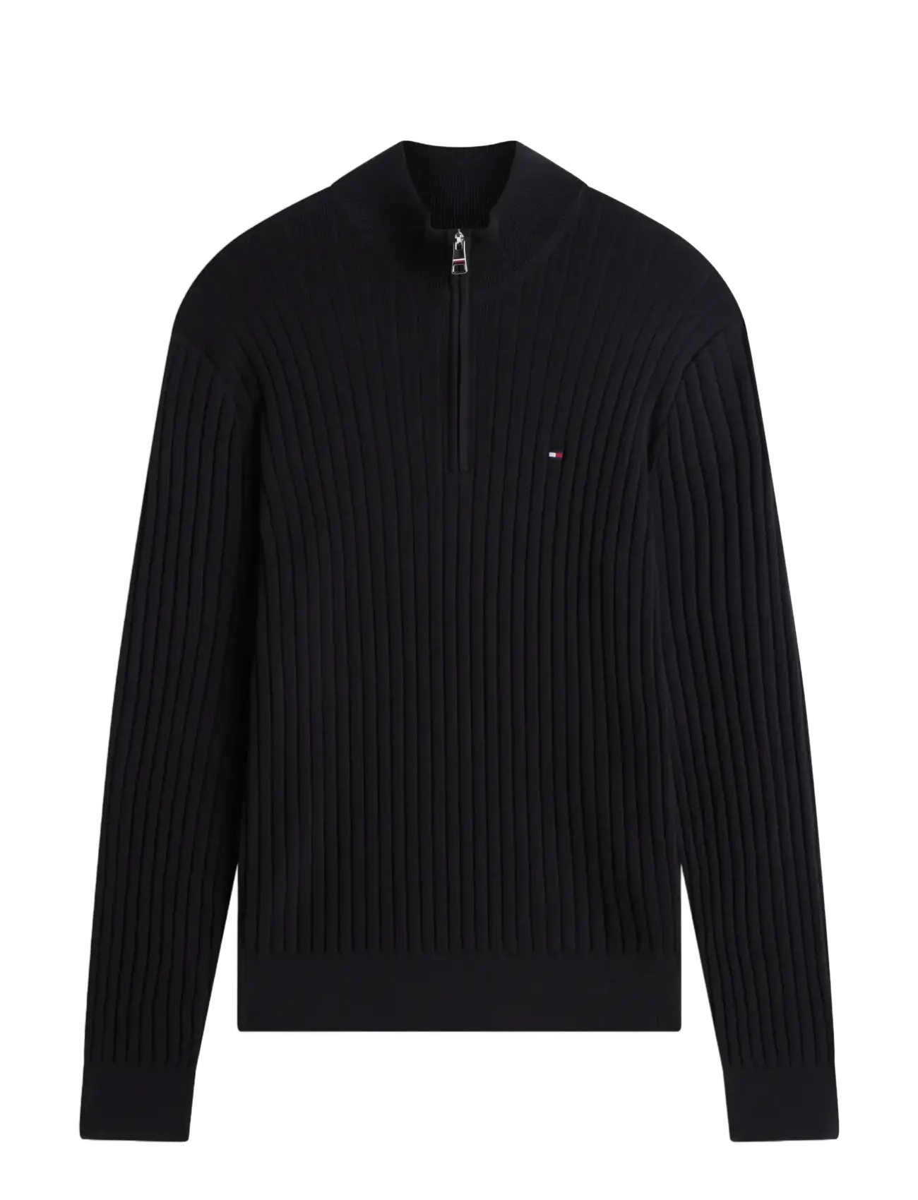 Tommy Hilfiger SEASONAL STRUCTURE ZIPMOCK - Pullover mit halbem Reißverschluss - BLACK / black