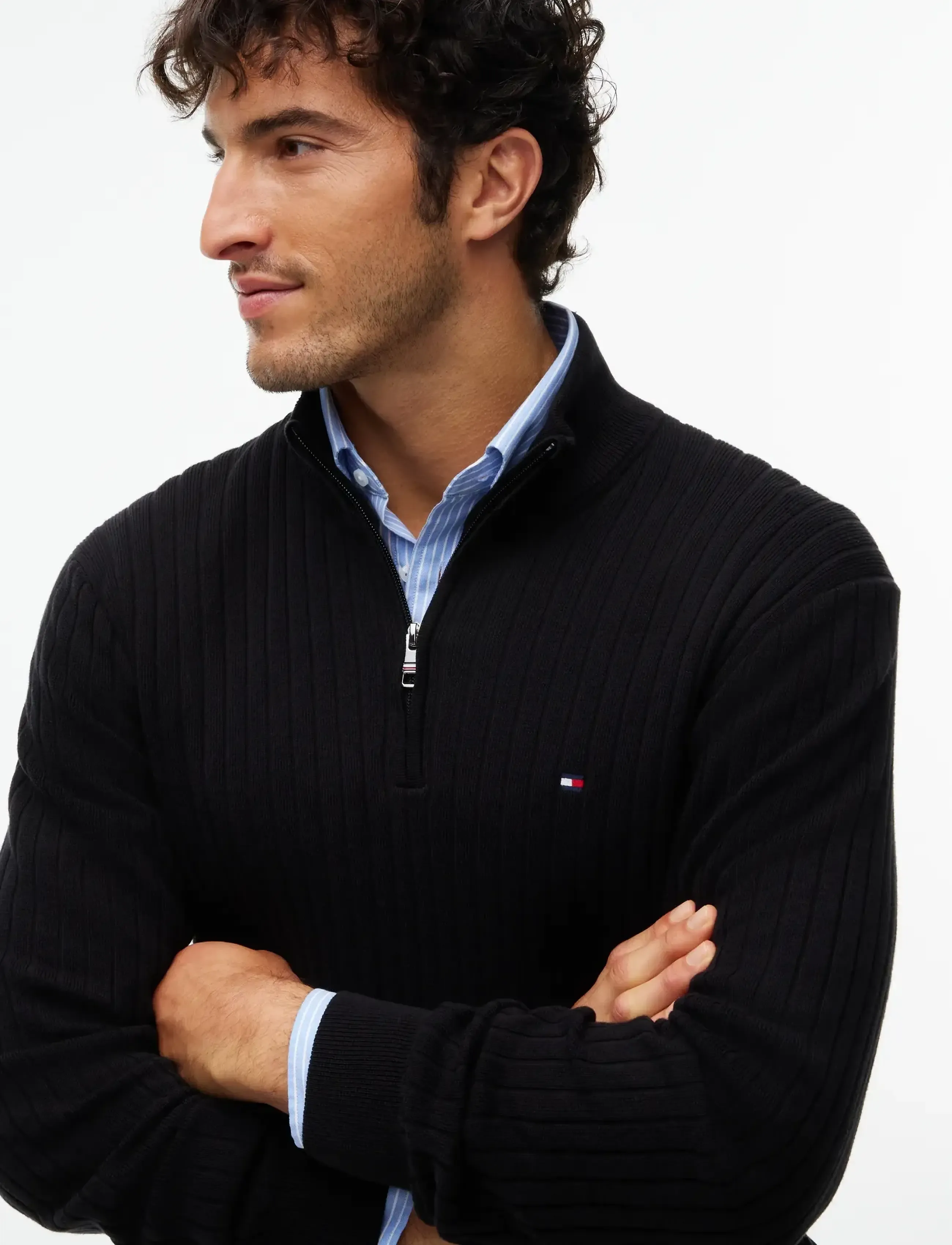 Tommy Hilfiger - SEASONAL STRUCTURE ZIPMOCK - pullover mit halbem reißverschluss - black - 3