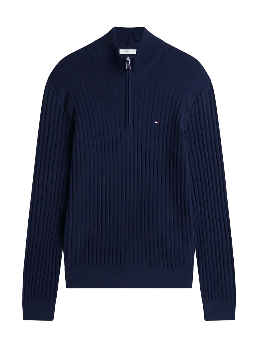Tommy Hilfiger - SEASONAL STRUCTURE ZIPMOCK - pullover mit halbem reißverschluss - carbon navy - 1