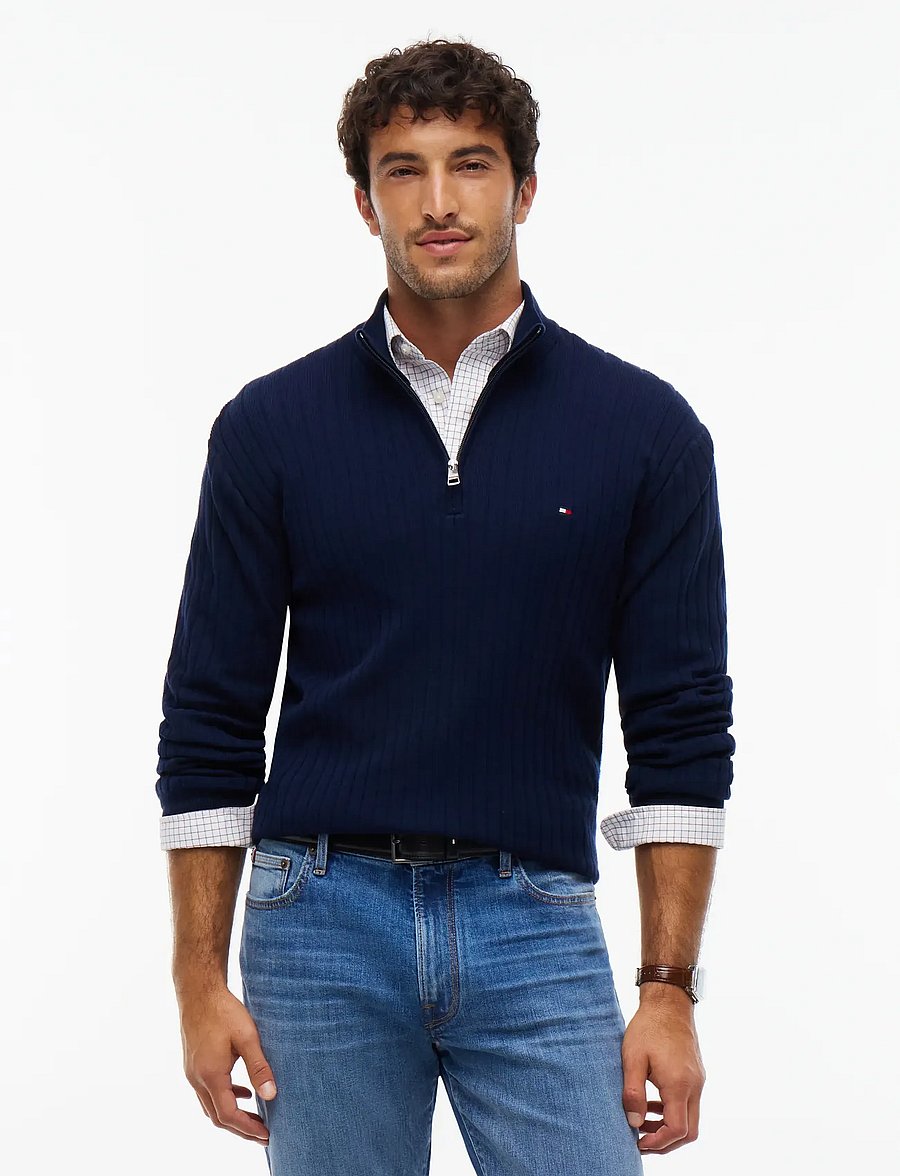 Tommy Hilfiger - SEASONAL STRUCTURE ZIPMOCK - pullover mit halbem reißverschluss - carbon navy - 0