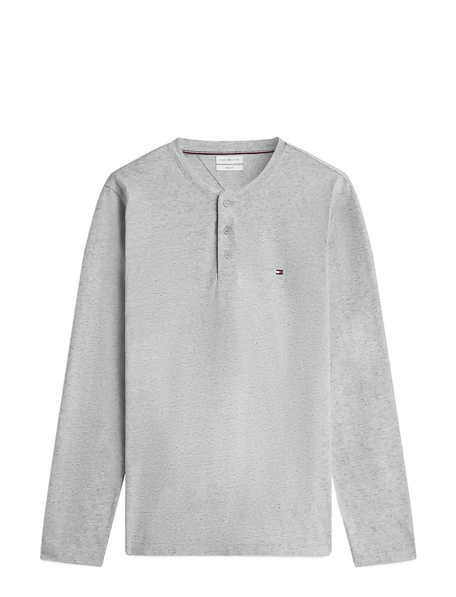 Tommy Hilfiger - ESS JERSEY HENLEY TEE - langärmelige t-shirts - light grey heather - 1