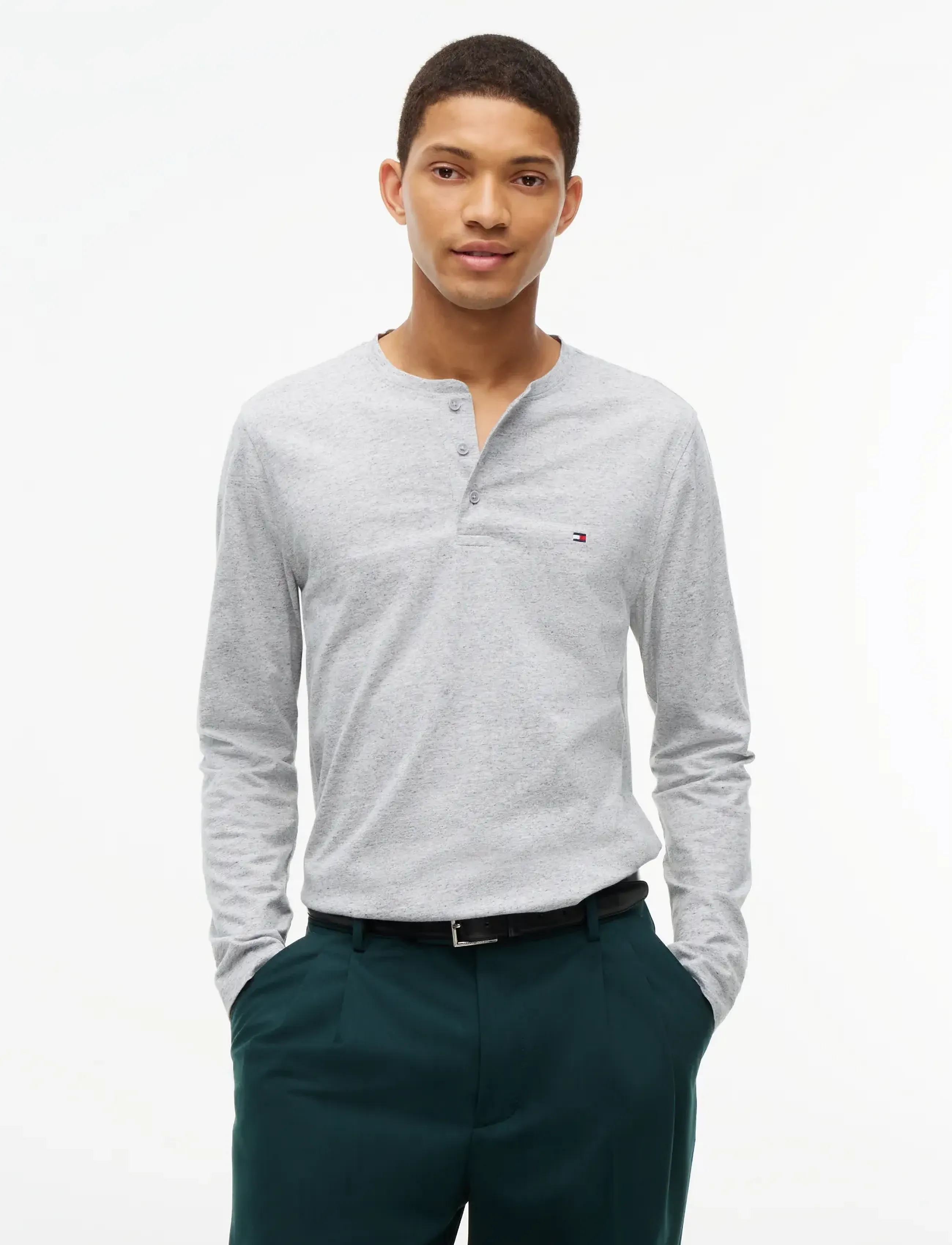 Tommy Hilfiger ESS JERSEY HENLEY TEE - Nach Anlass kaufen - LIGHT GREY HEATHER / grey