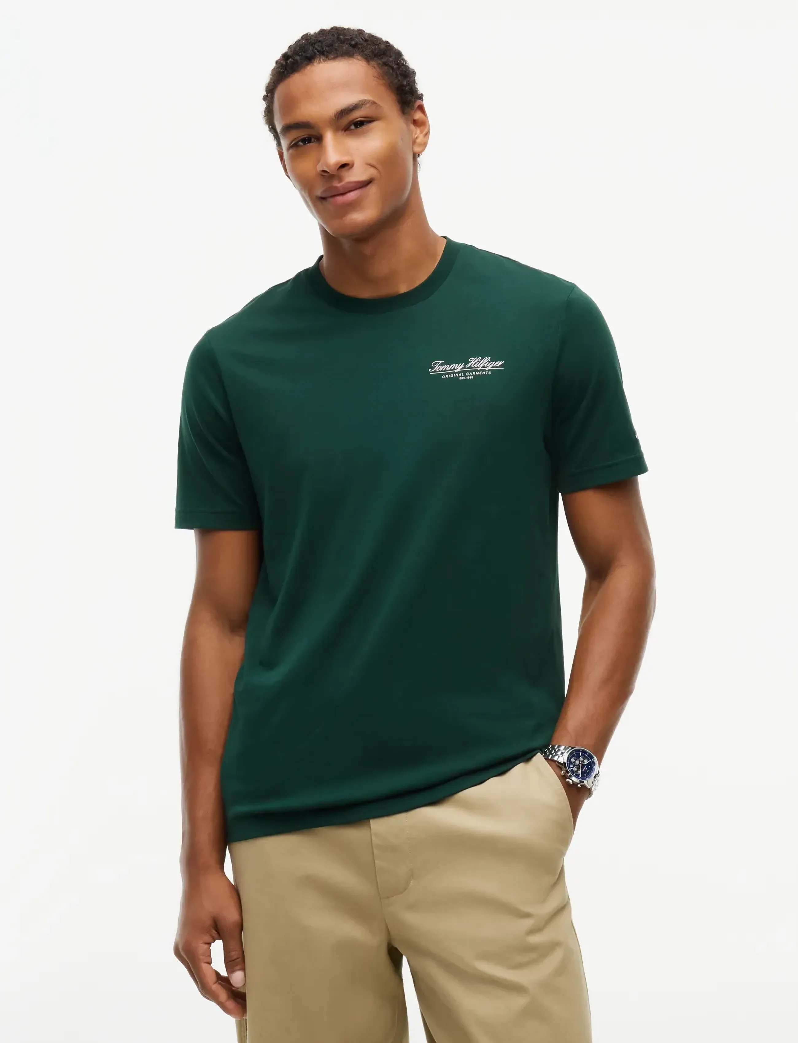 Tommy Hilfiger BRAND LOVE SMALL SCRIPT TEE - Lühikeste varrukatega T-särgid - NOCTURNAL GREEN / green