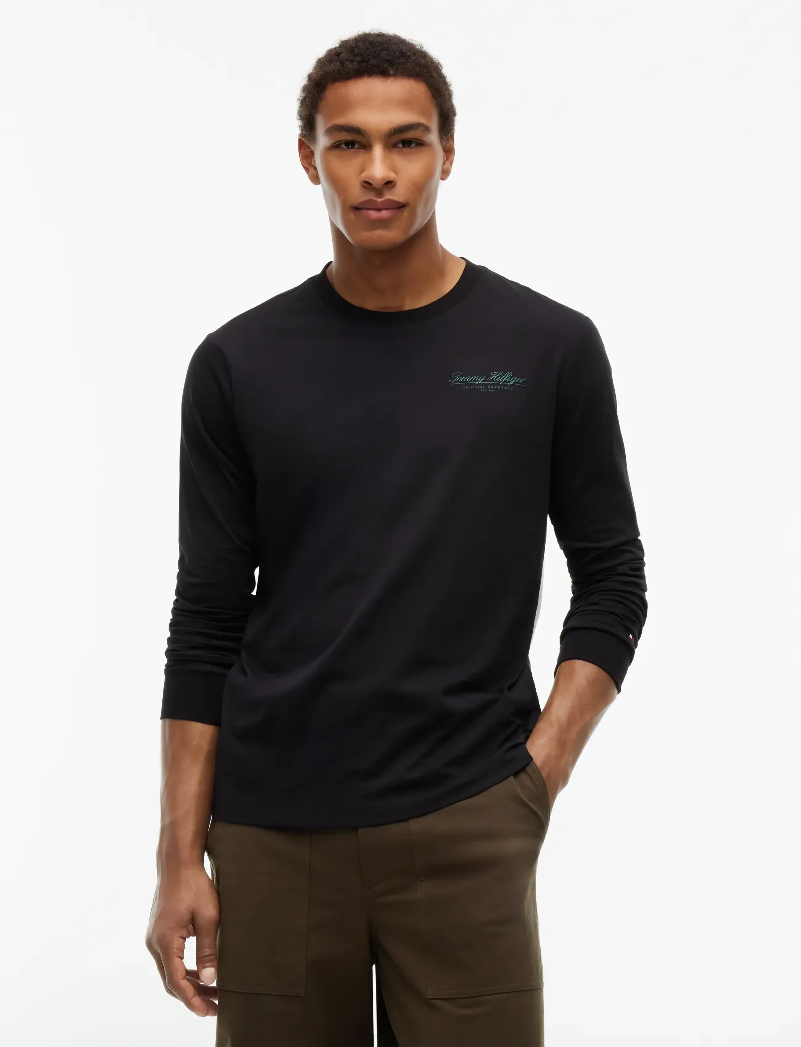 Tommy Hilfiger BRAND LOVE SMALL SCRIPT LS TEE - T-Shirts - BLACK / black