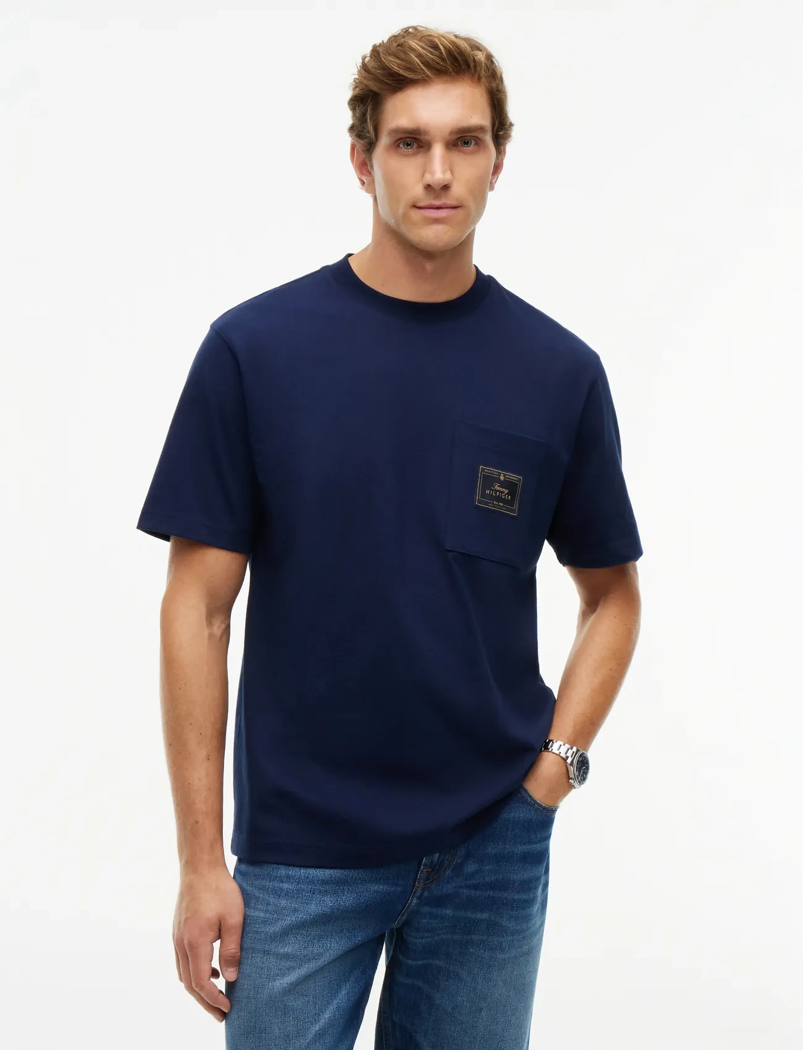 Tommy Hilfiger POCKET LABEL TEE - Lühikeste varrukatega T-särgid - CARBON NAVY / navy