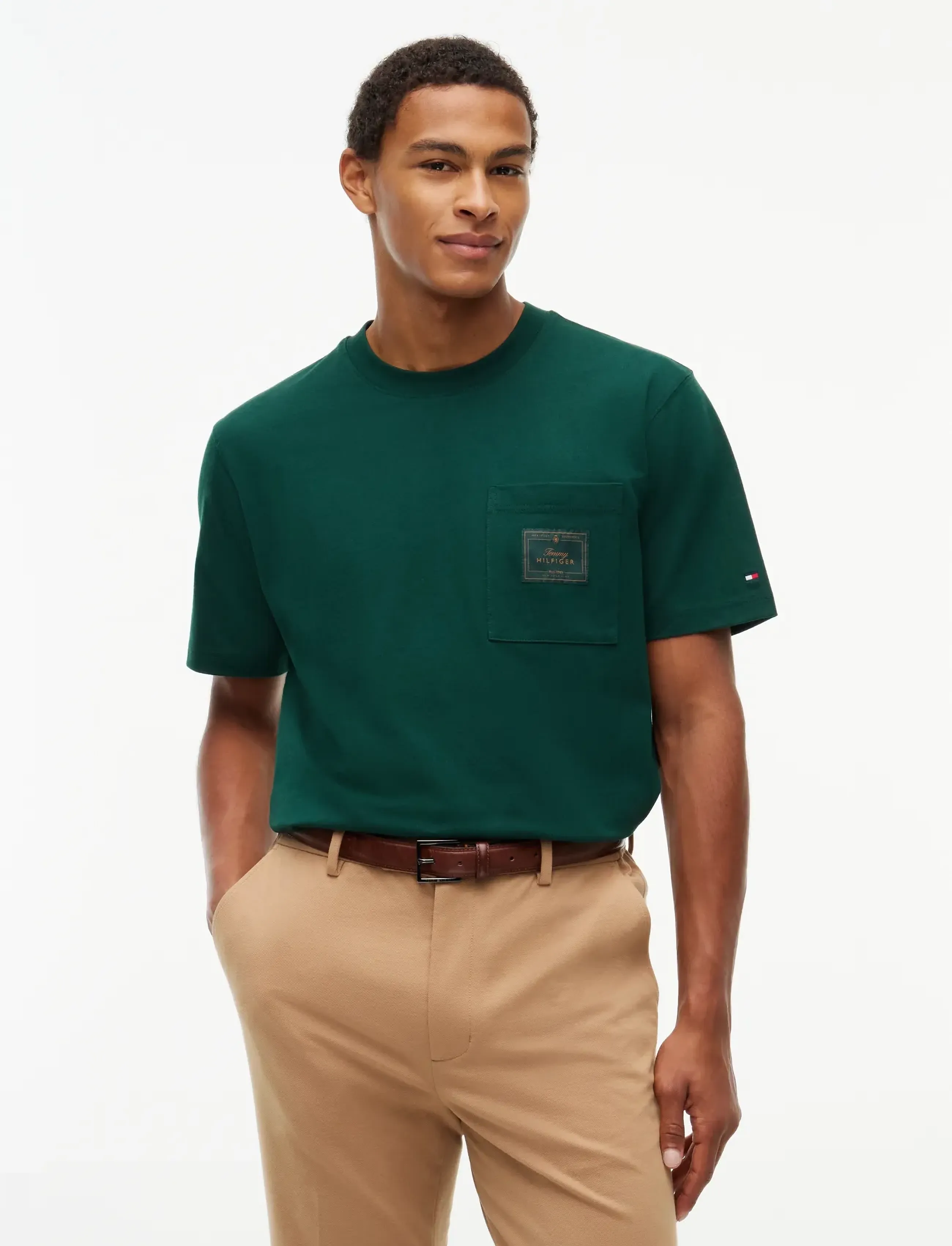 Tommy Hilfiger POCKET LABEL TEE - Lühikeste varrukatega T-särgid - NOCTURNAL GREEN / green