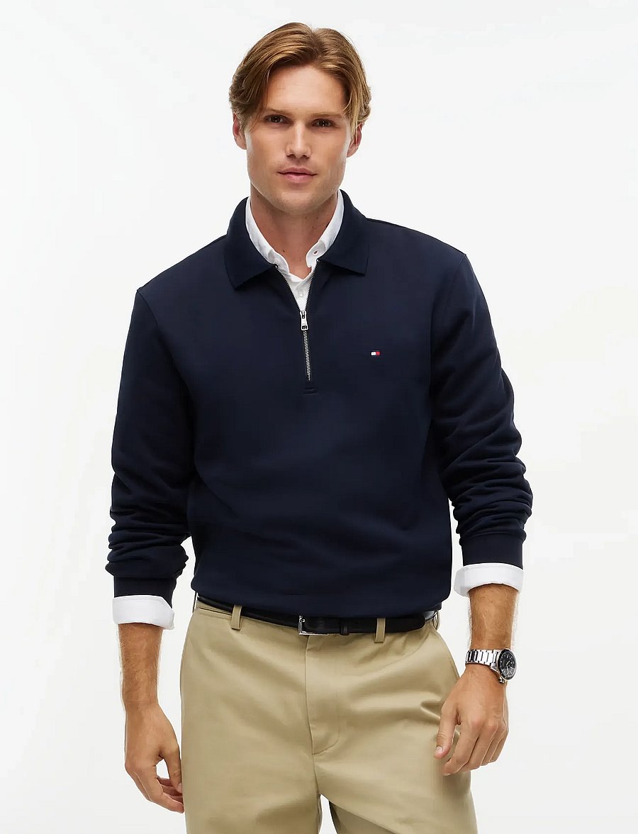 Tommy Hilfiger - ESSENTIAL TERRY ZIP RUGBY - langärmelig - navy blue - 0