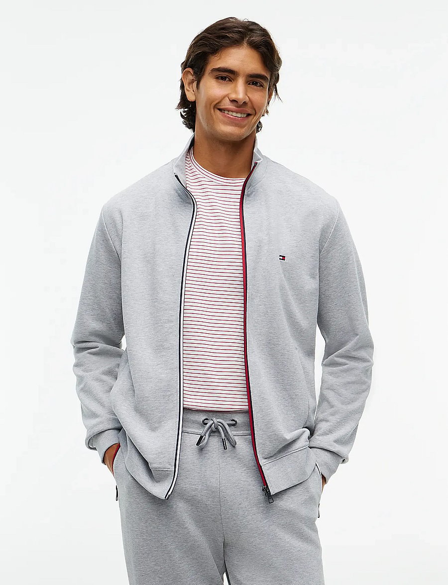 Tommy Hilfiger - RWB TIPPING TRACK JACKET - sweatshirts - light grey heather - 0
