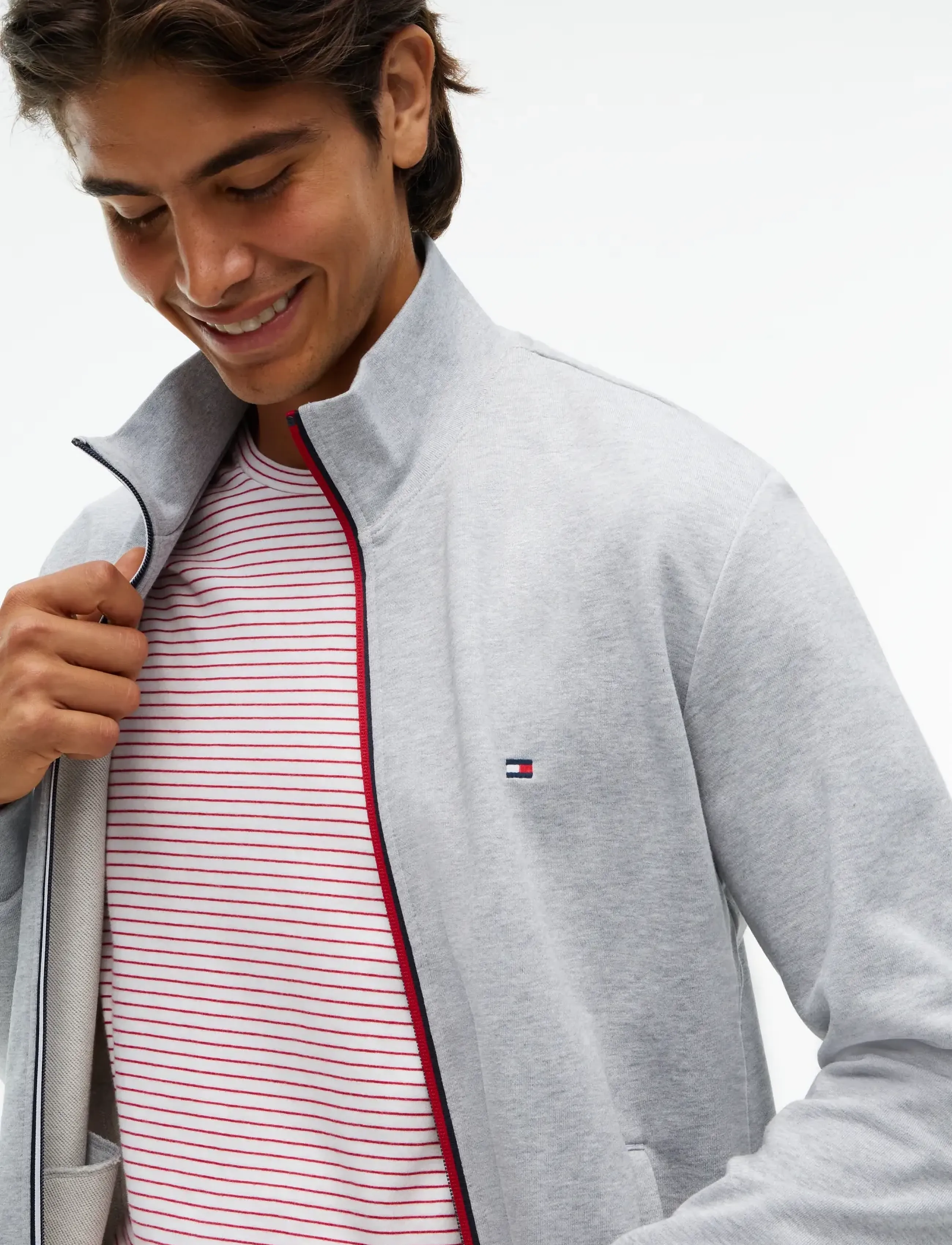 Tommy Hilfiger - RWB TIPPING TRACK JACKET - sweatshirts - light grey heather - 3