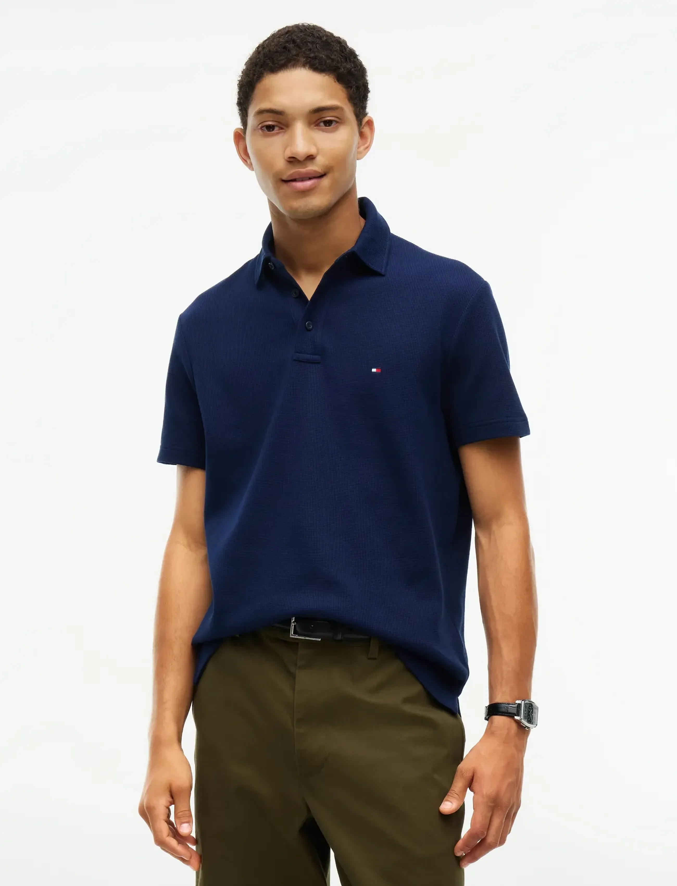 Tommy Hilfiger S/S WAFFLE POLO - Tommy Hilfiger - CARBON NAVY / navy