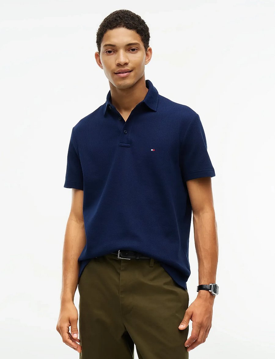 Tommy Hilfiger - S/S WAFFLE POLO - kortärmade pikéer - carbon navy - 0